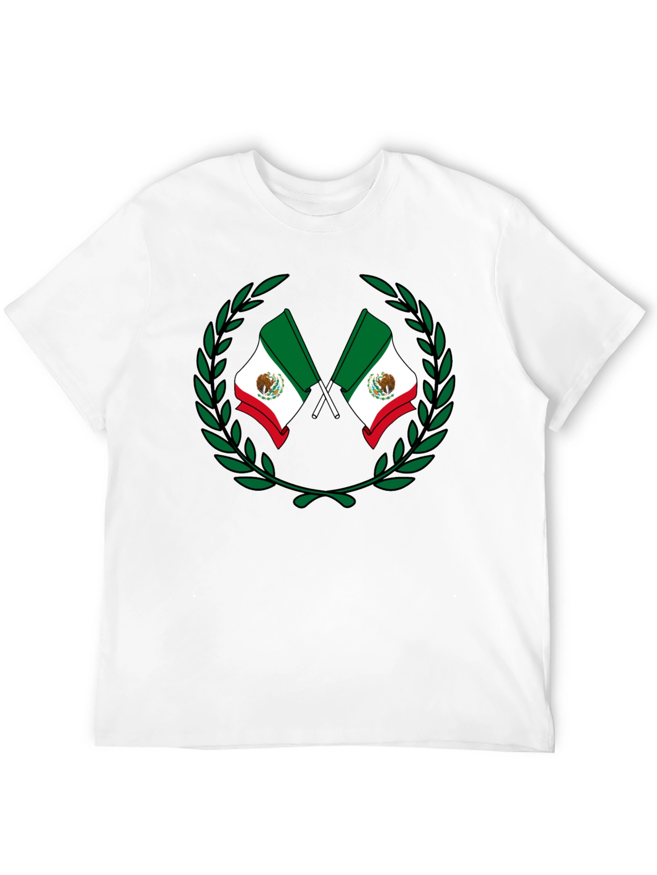 Mexican Flag Laurel Wreath Black T-Shirt