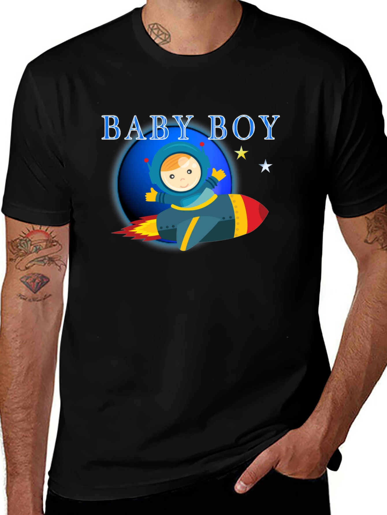 Baby Boy Astronaut T-Shirt - Rocket Ship Design