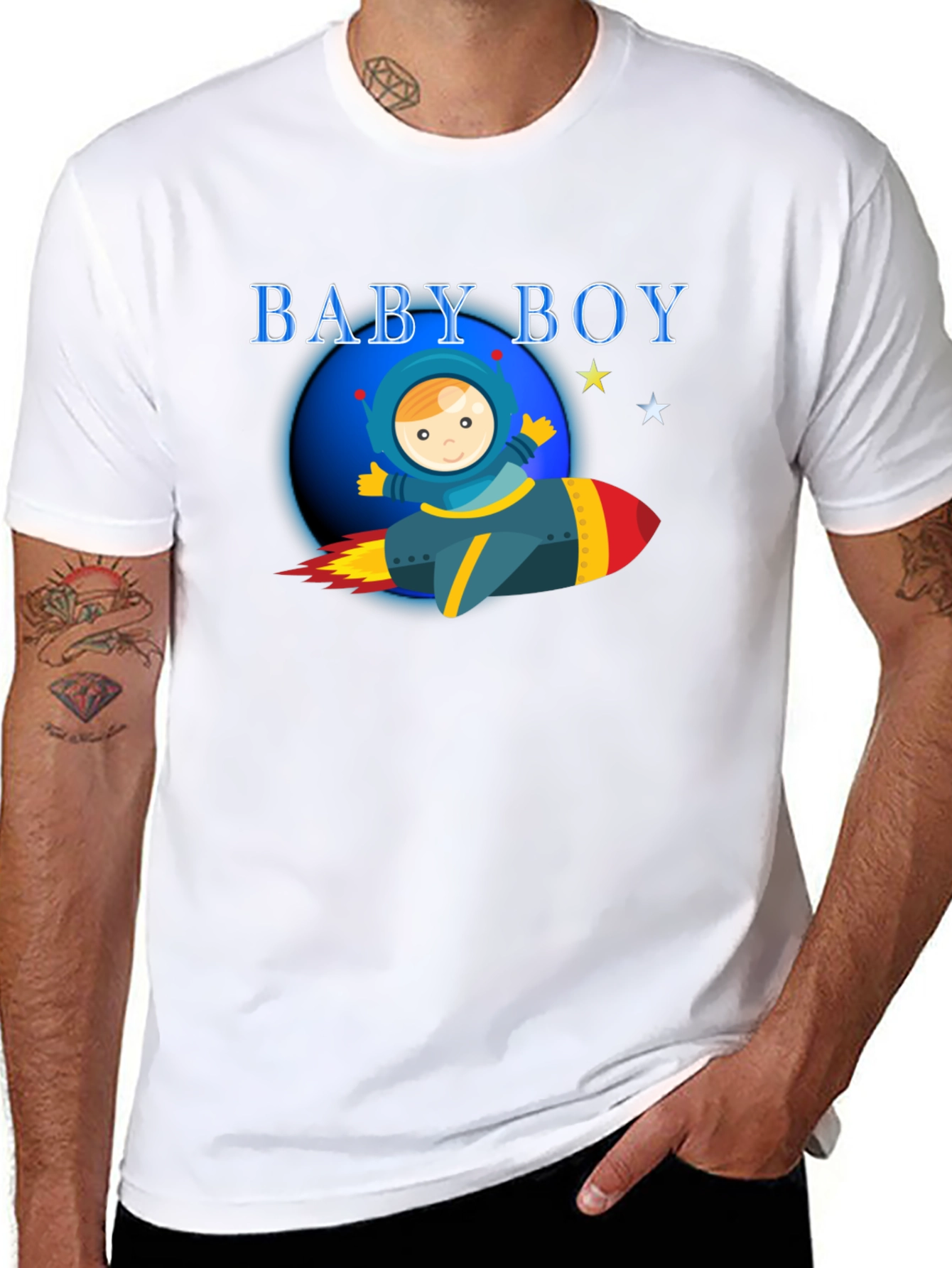 Baby Boy Astronaut T-Shirt - Rocket Ship Design