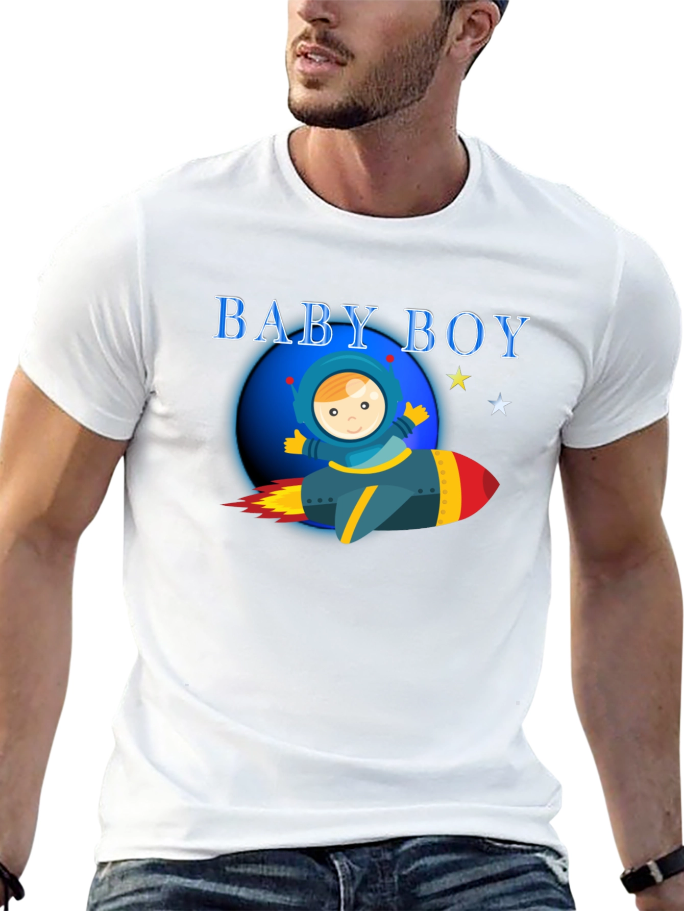 Baby Boy Astronaut T-Shirt - Rocket Ship Design