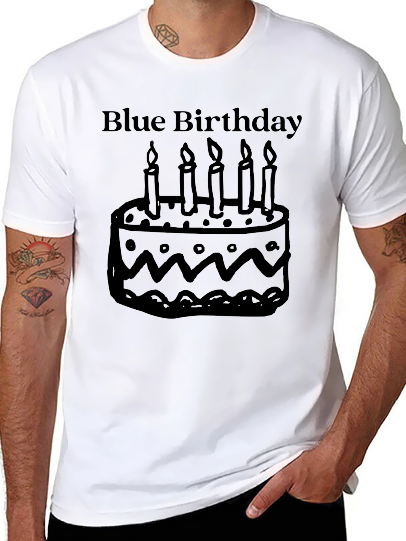 Blue Birthday Cake Graphic T-Shirt