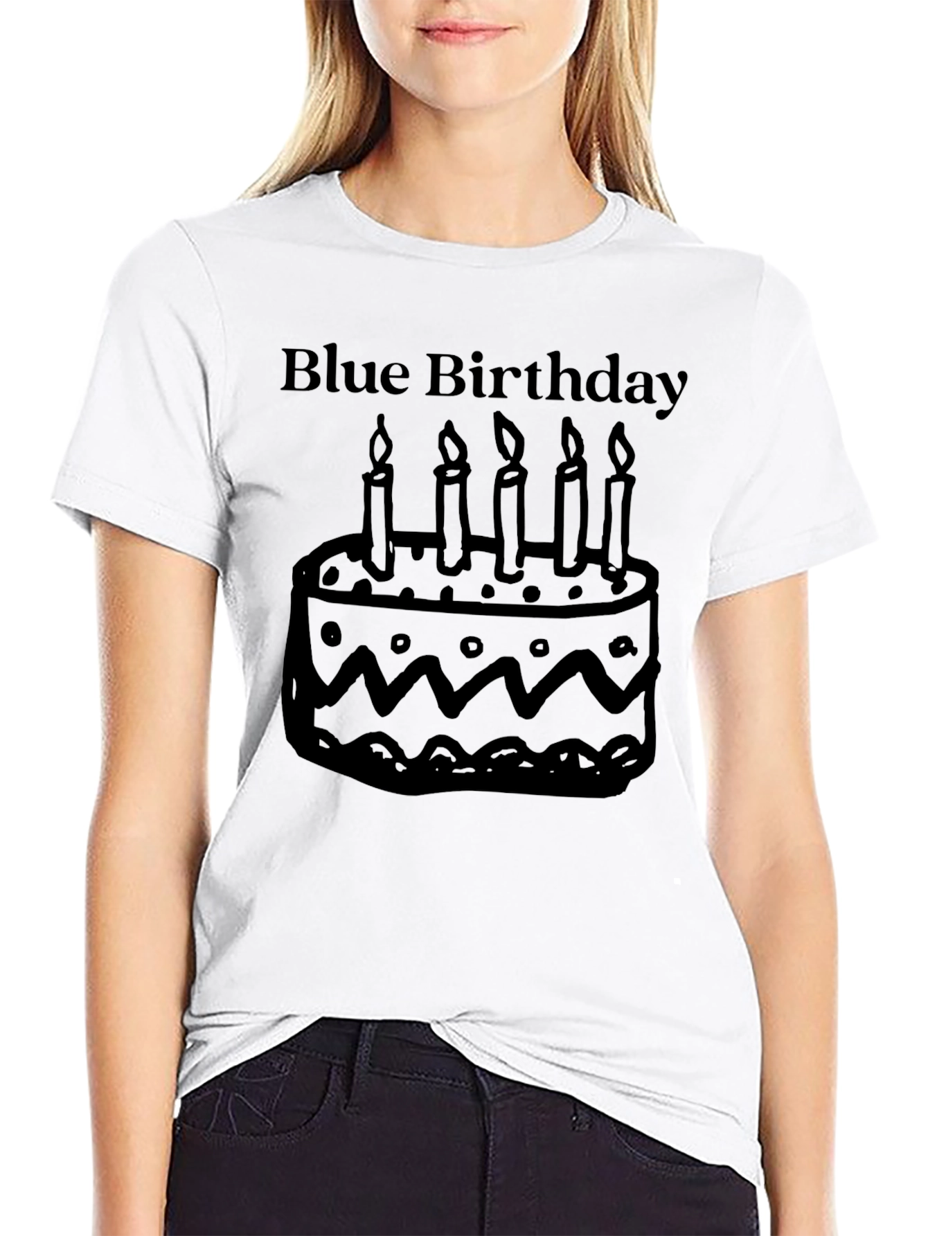 Blue Birthday Cake Graphic T-Shirt