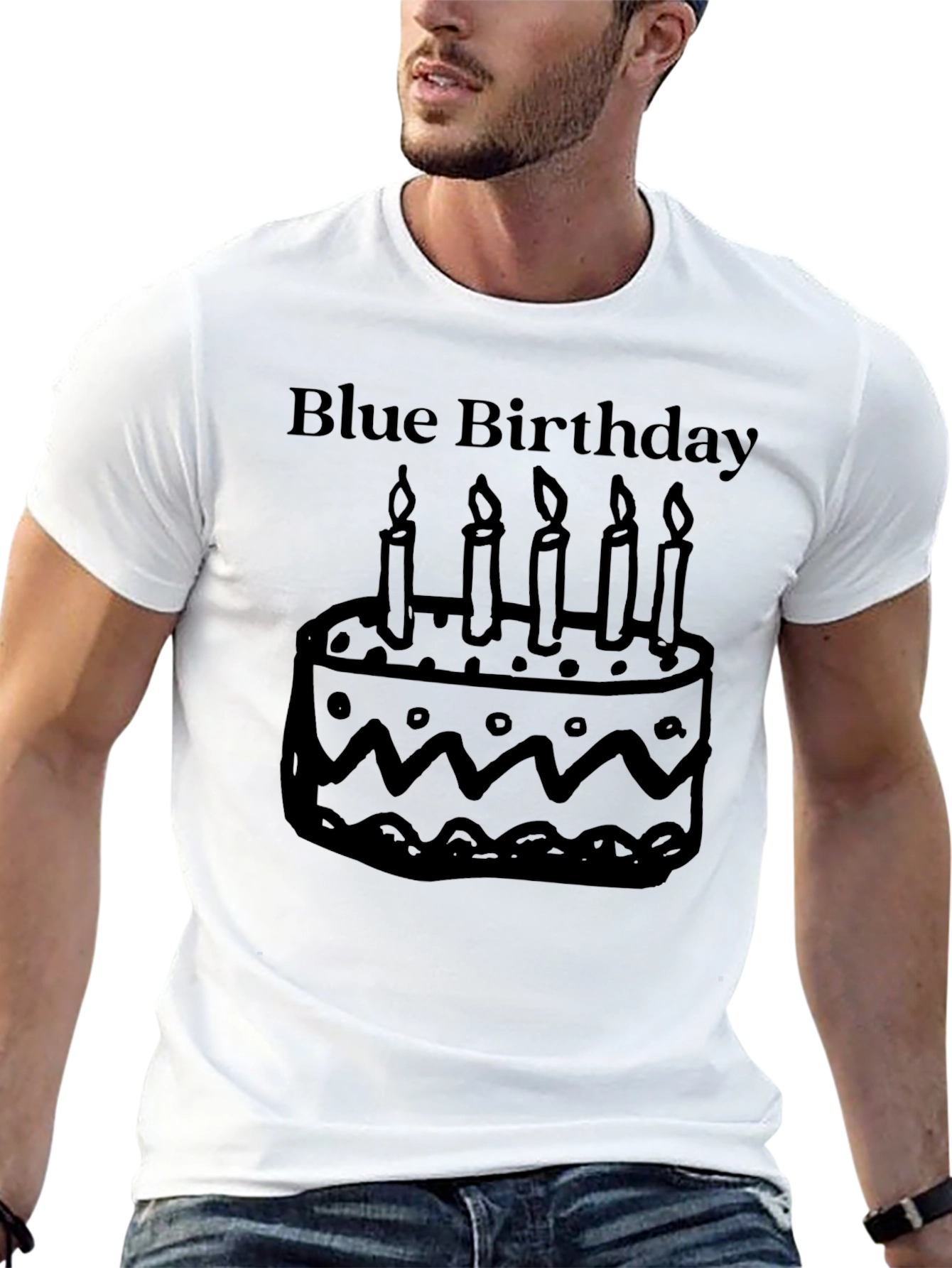 Blue Birthday Cake Graphic T-Shirt