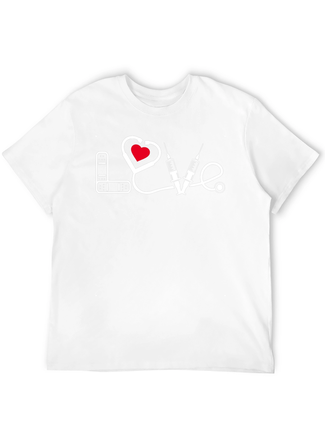 Love Medical T-Shirt - Bandage Heart Stethoscope Syringe