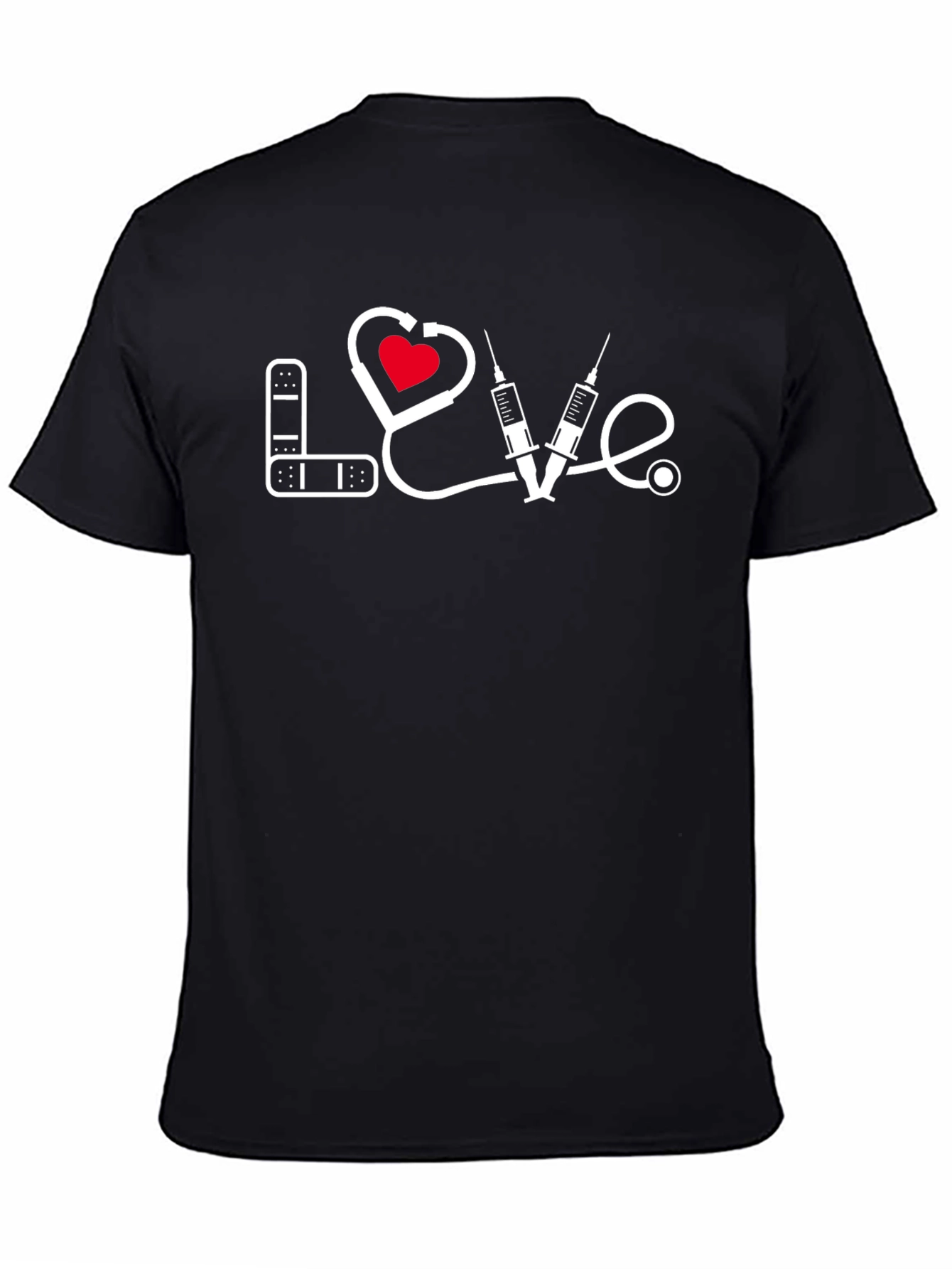 Love Medical T-Shirt - Bandage Heart Stethoscope Syringe