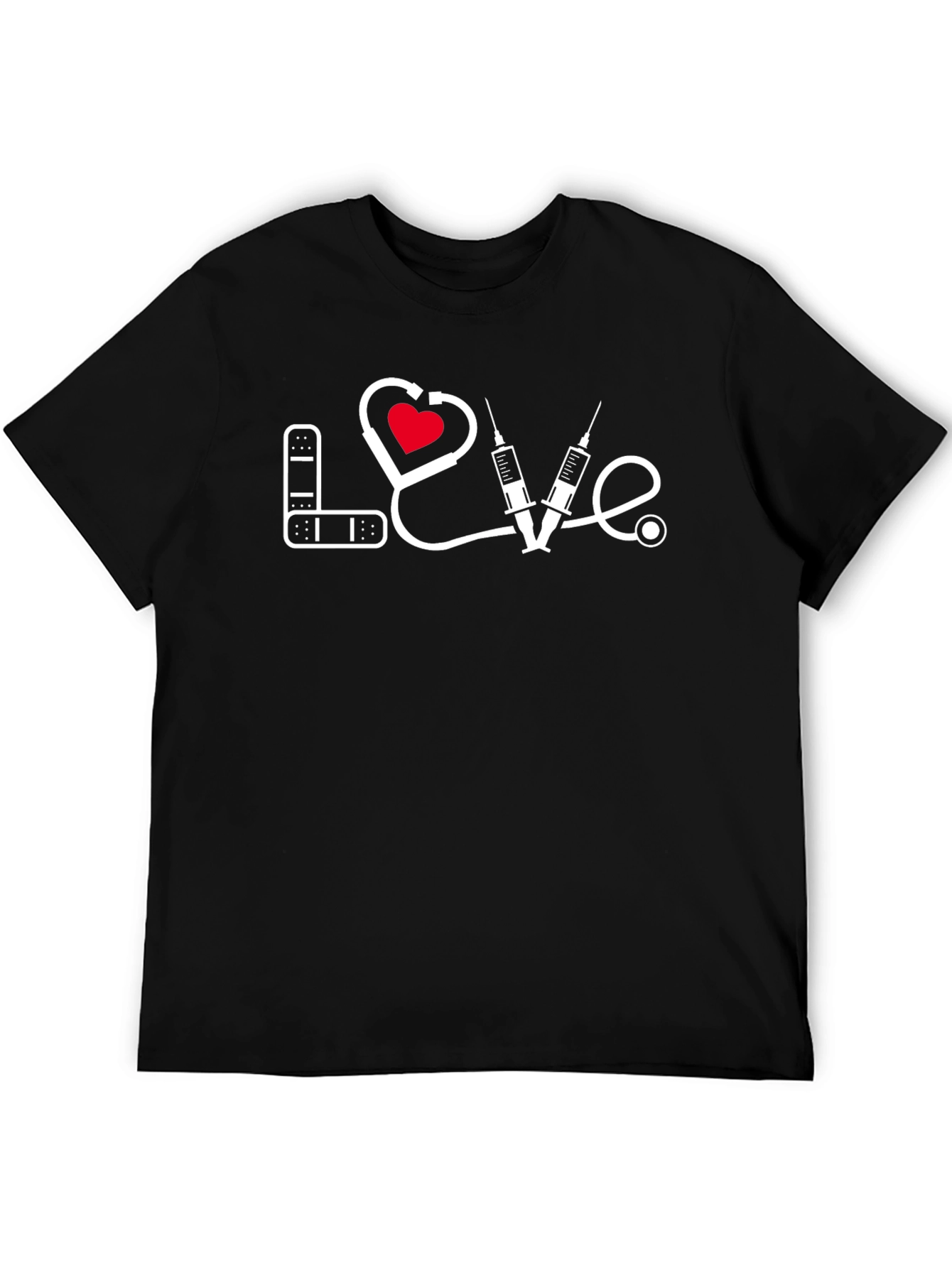 Love Medical T-Shirt - Bandage Heart Stethoscope Syringe