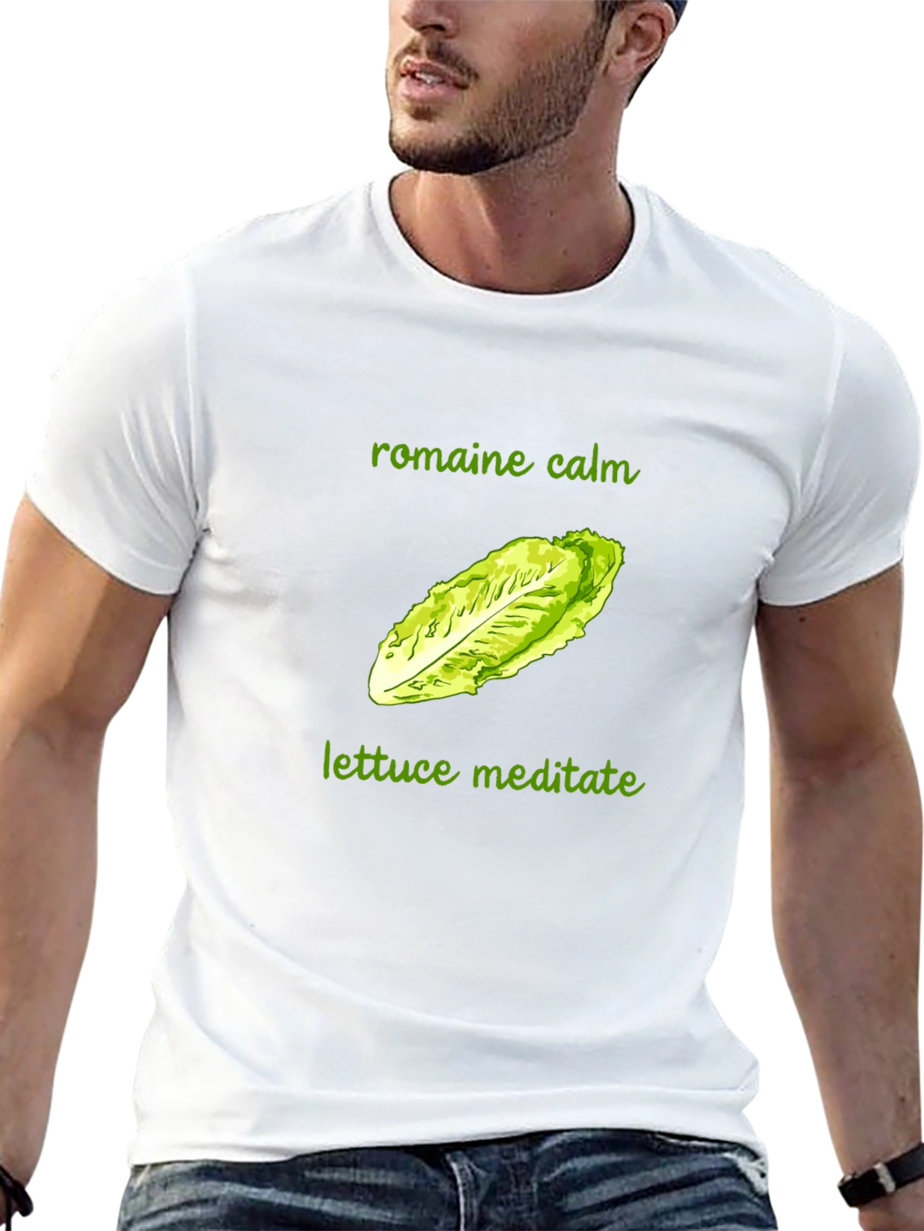 Romaine Calm Lettuce Meditate T-Shirt - Black Cotton