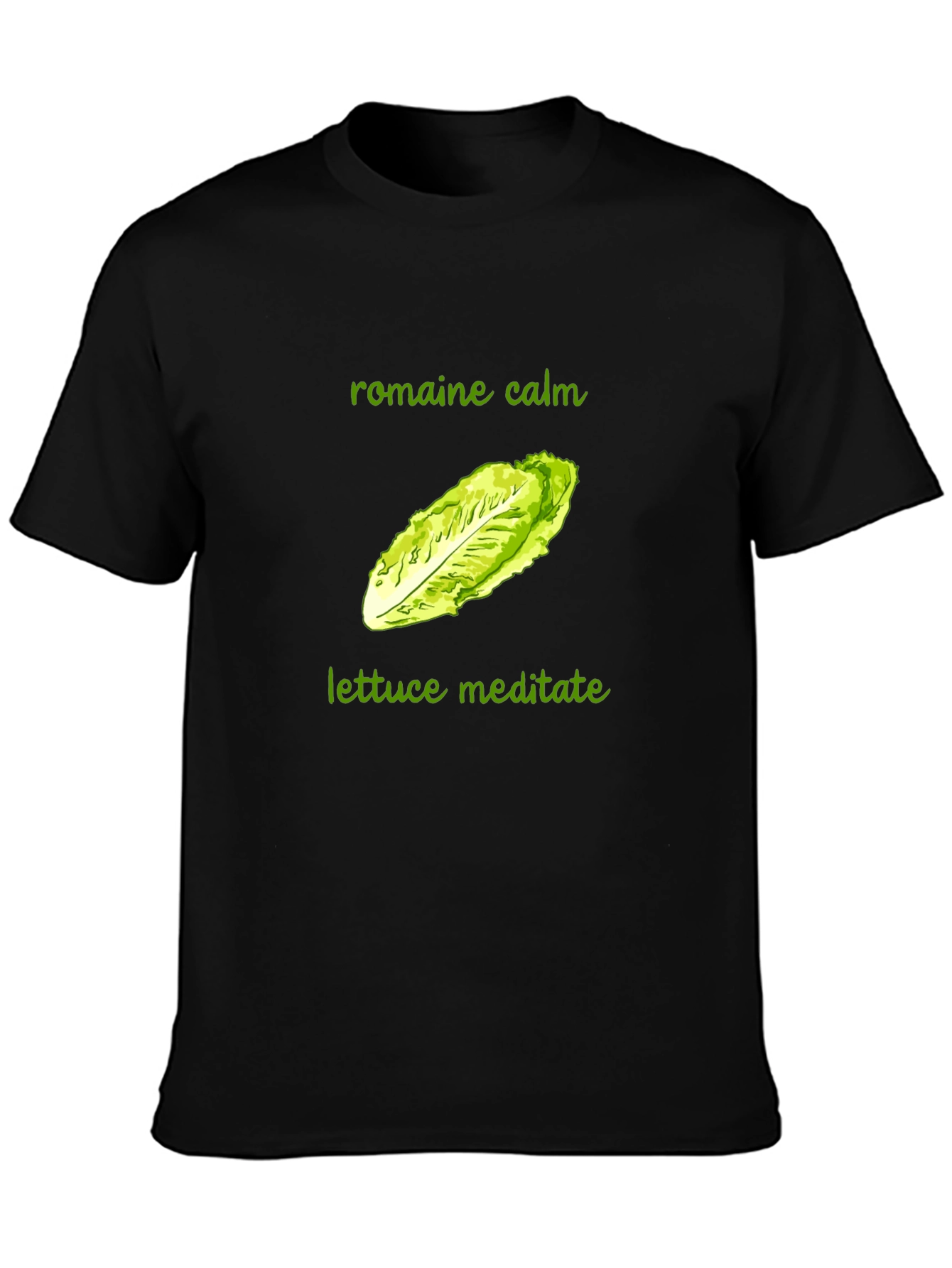 Romaine Calm Lettuce Meditate T-Shirt - Black Cotton