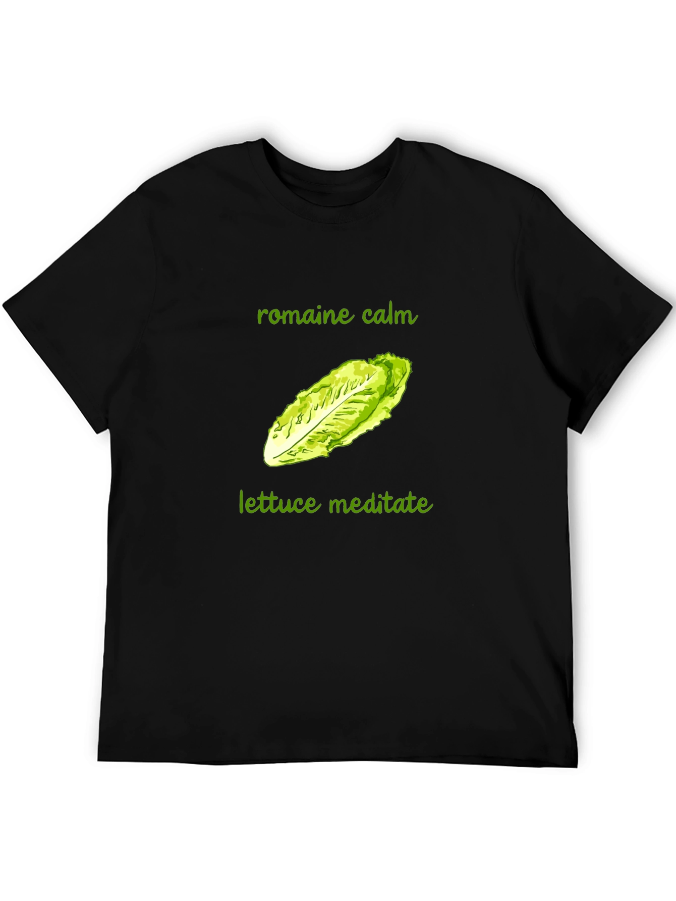 Romaine Calm Lettuce Meditate T-Shirt - Black Cotton