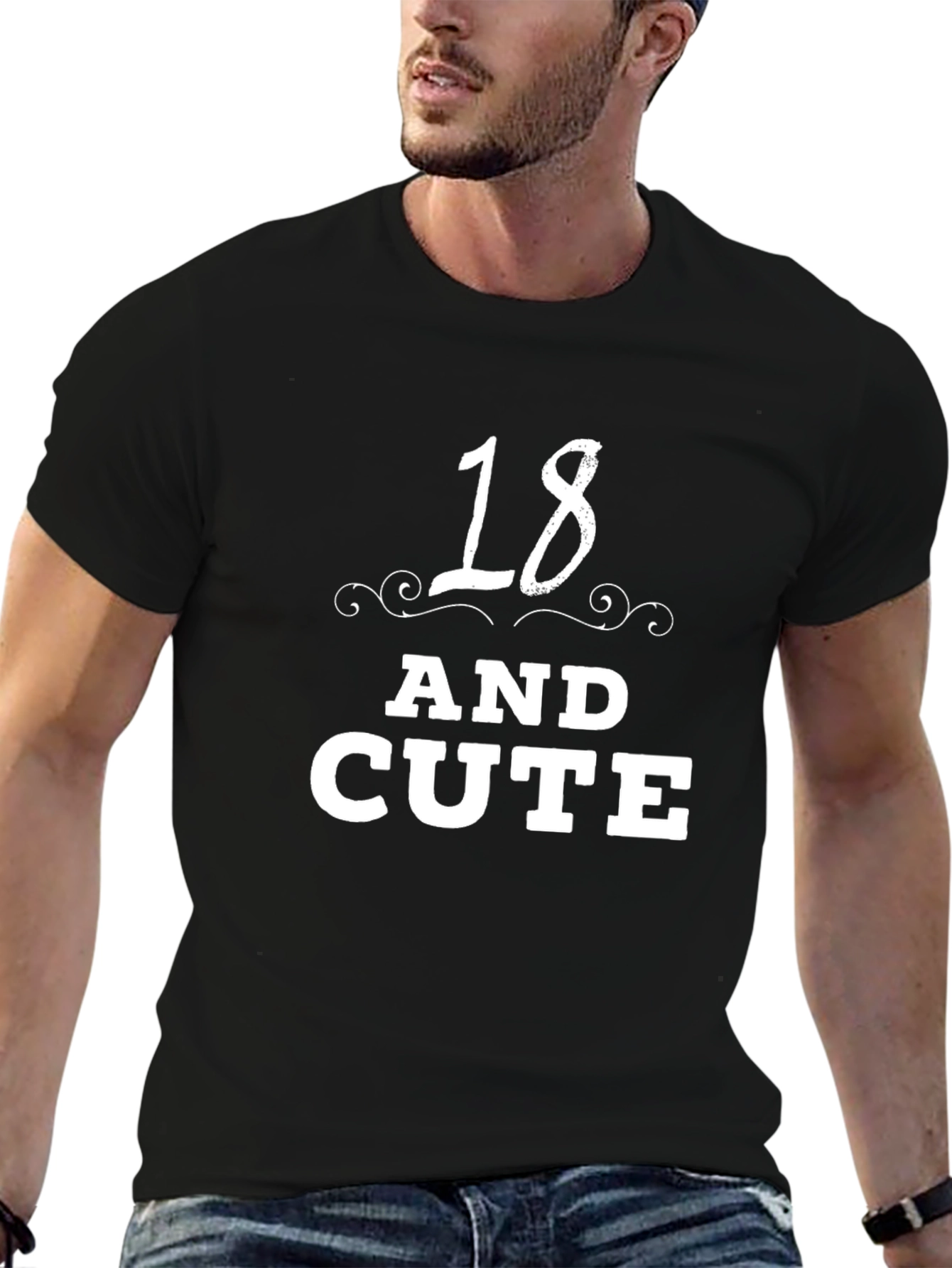 18 and Cute Black T-Shirt - Birthday Gift