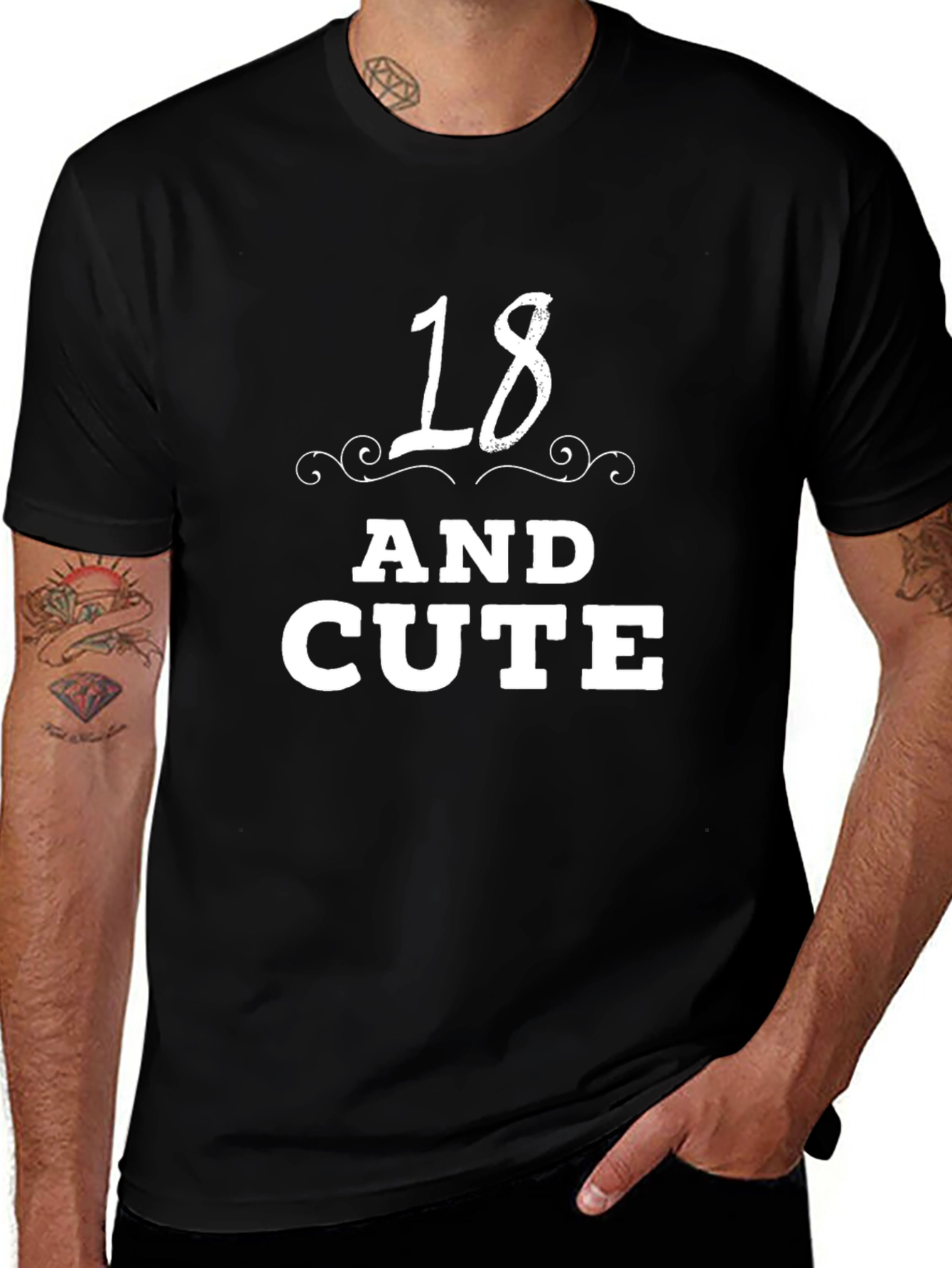 18 and Cute Black T-Shirt - Birthday Gift