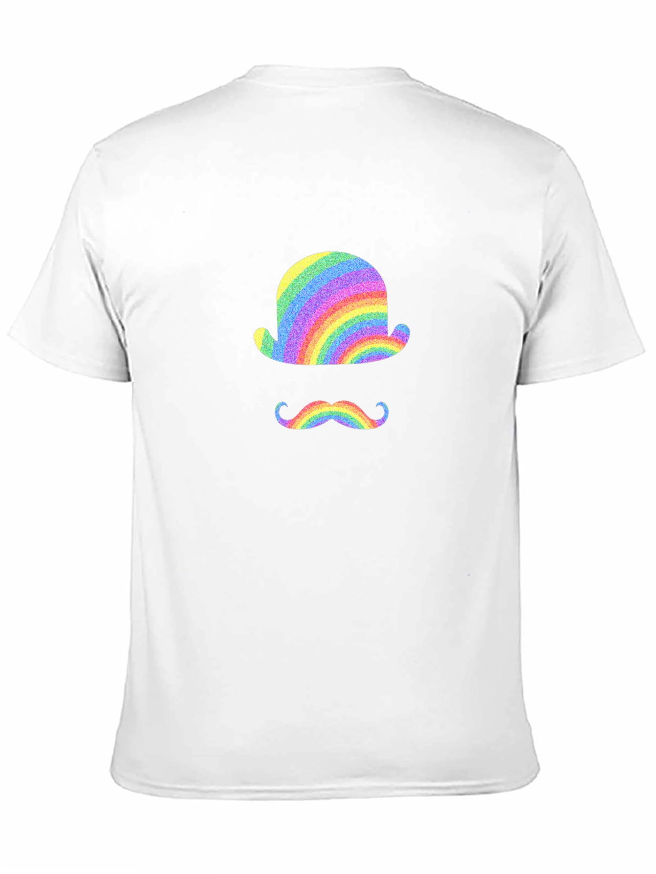 Rainbow Bowler Hat & Moustache Black T-Shirt