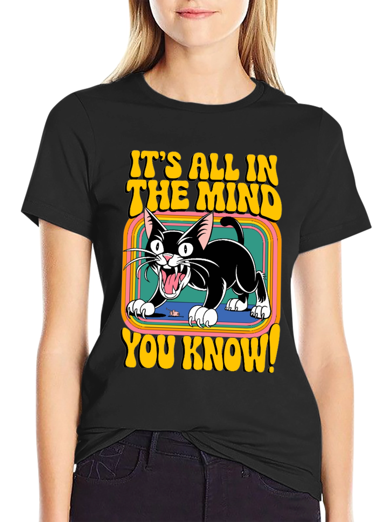 Retro Cat T-Shirt - Its All In The Mind!