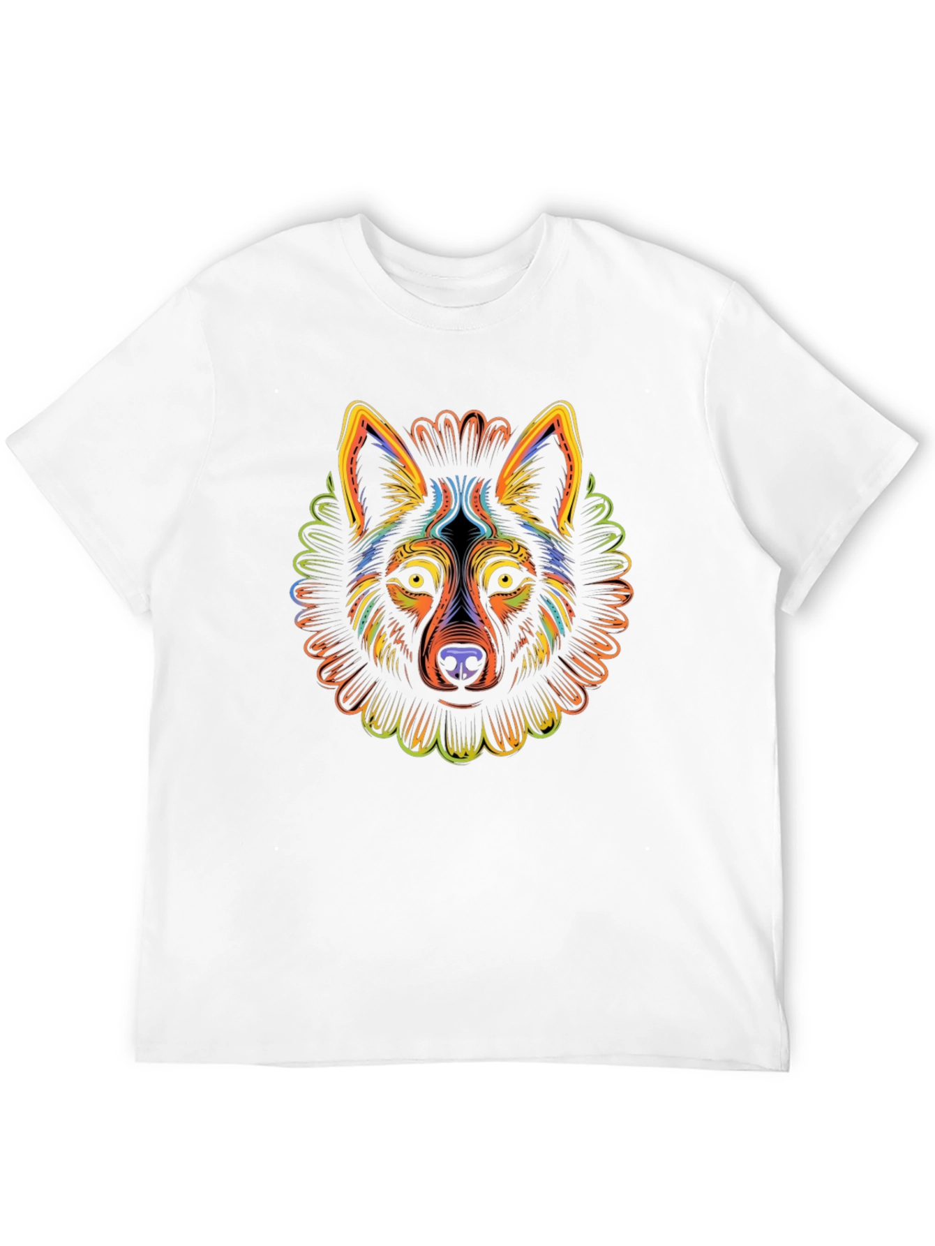 Psychedelic Wolf Graphic T-Shirt - Mens Black Tee