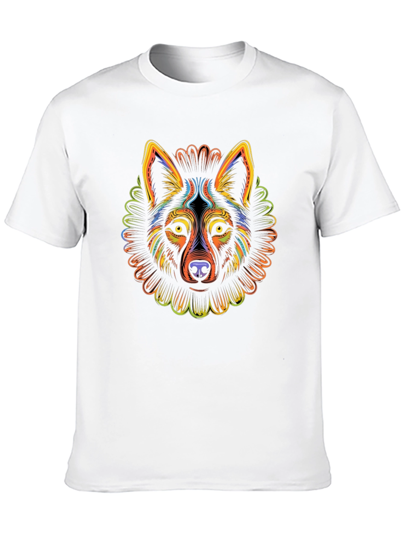 Psychedelic Wolf Graphic T-Shirt - Mens Black Tee