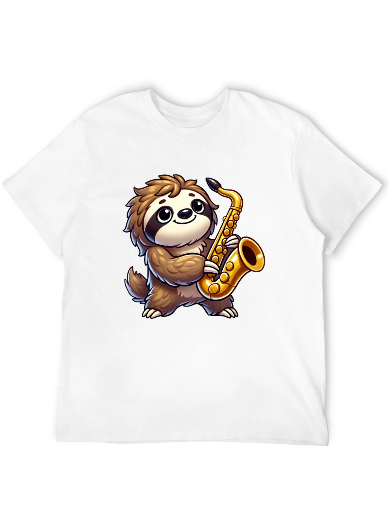 Sloth Saxophone Graphic Tee - Black Cotton Shirt