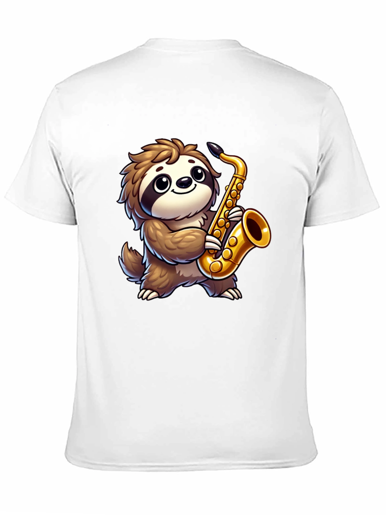 Sloth Saxophone Graphic Tee - Black Cotton Shirt