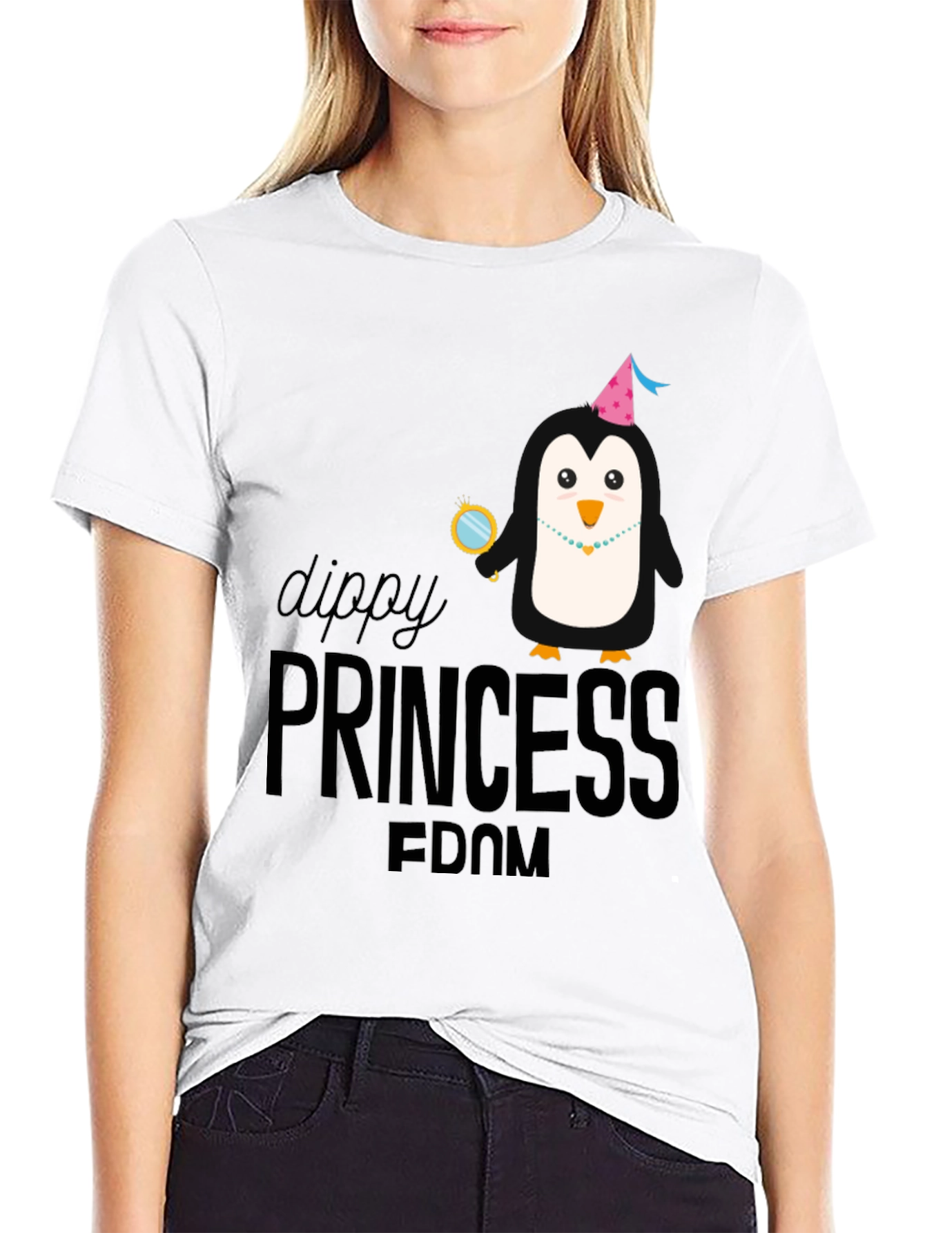 Dippy Princess Penguin Black Graphic Tee