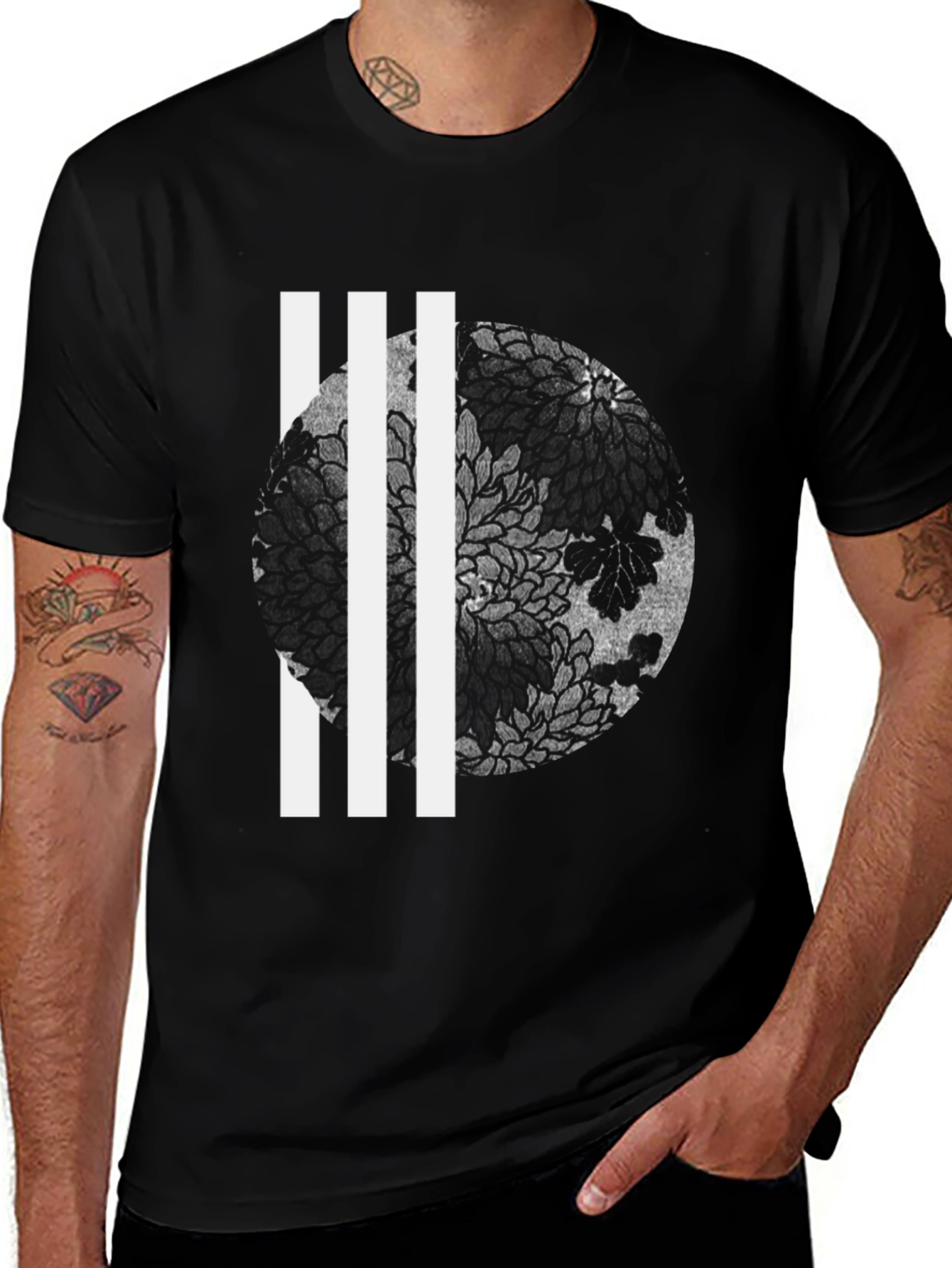 Modern Floral Graphic Print Crew Neck Tee