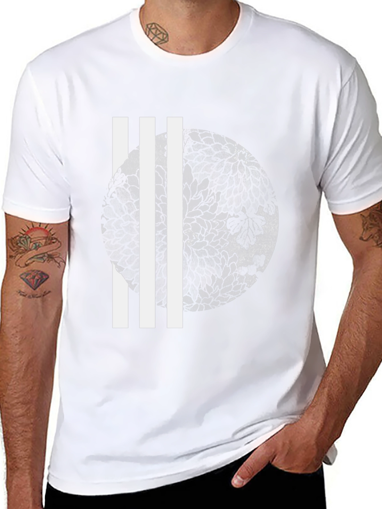 Modern Floral Graphic Print Crew Neck Tee