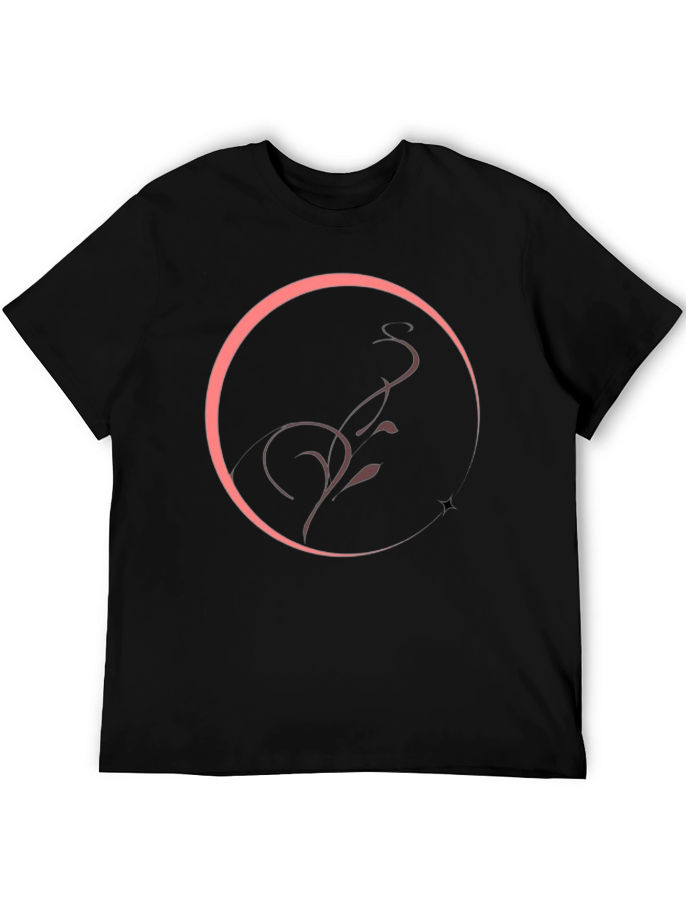 Elegant Circle Vine Graphic Tee - Black