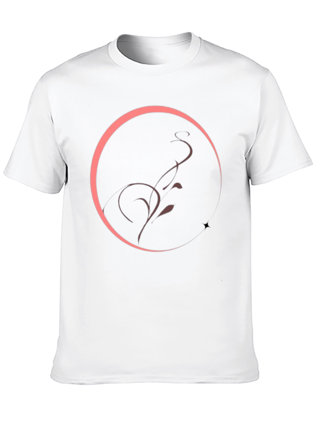 Elegant Circle Vine Graphic Tee - Black