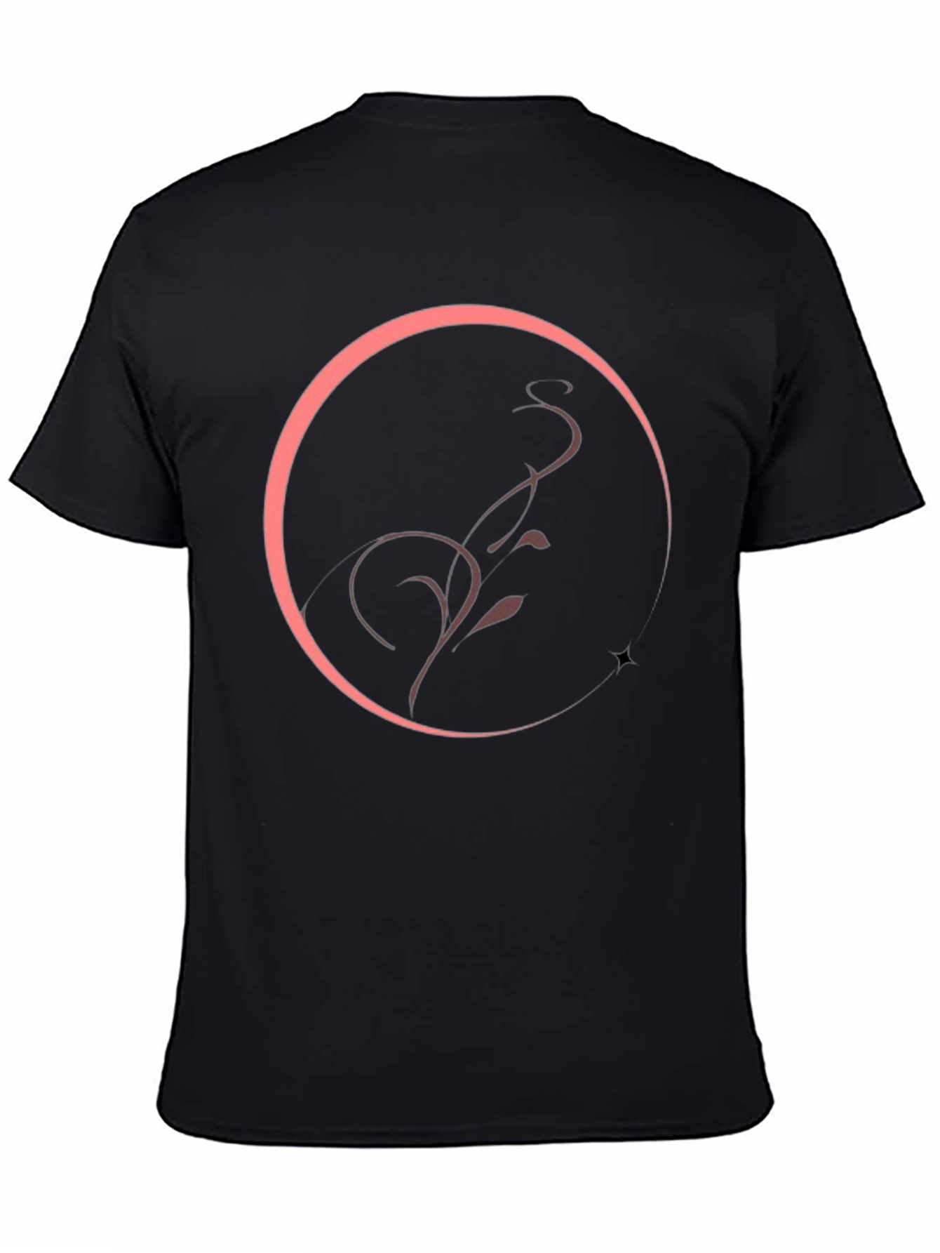 Elegant Circle Vine Graphic Tee - Black
