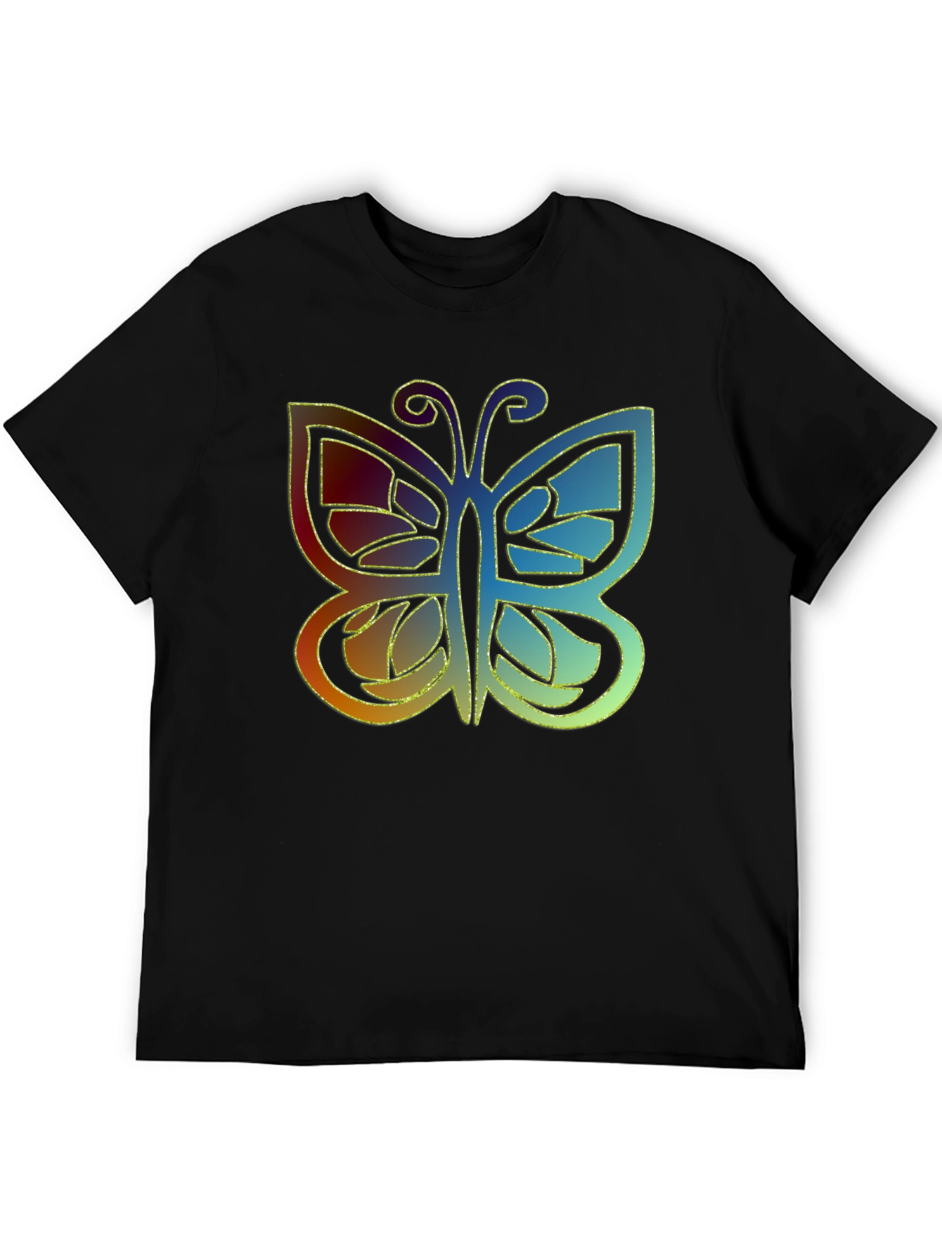 Butterfly Graphic Print Mens Black T-Shirt