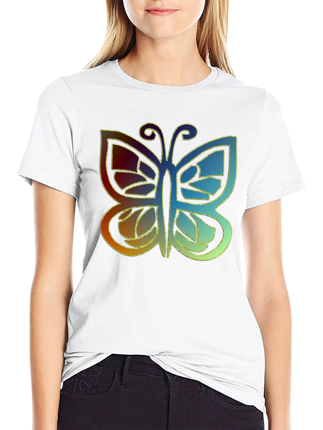 Butterfly Graphic Print Mens Black T-Shirt