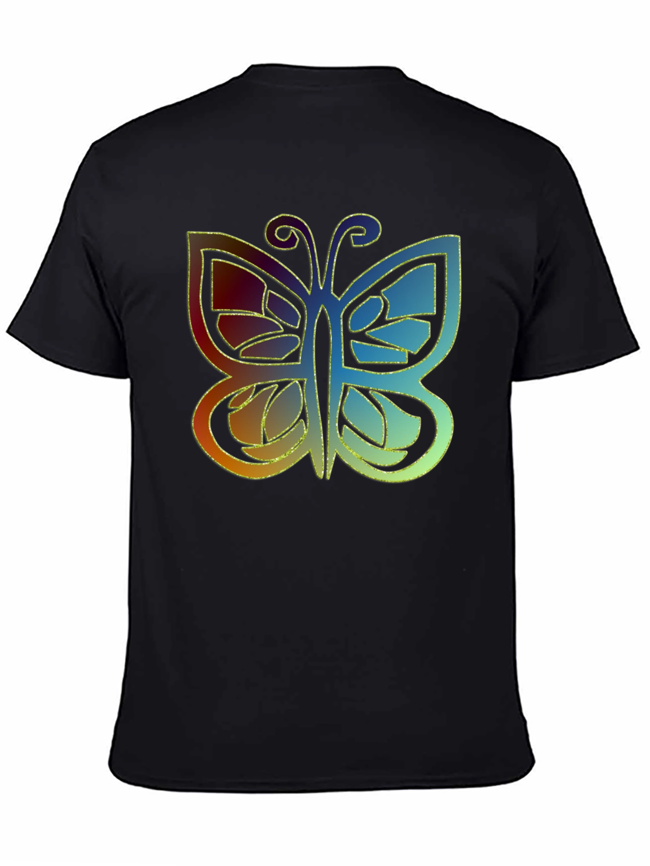 Butterfly Graphic Print Mens Black T-Shirt