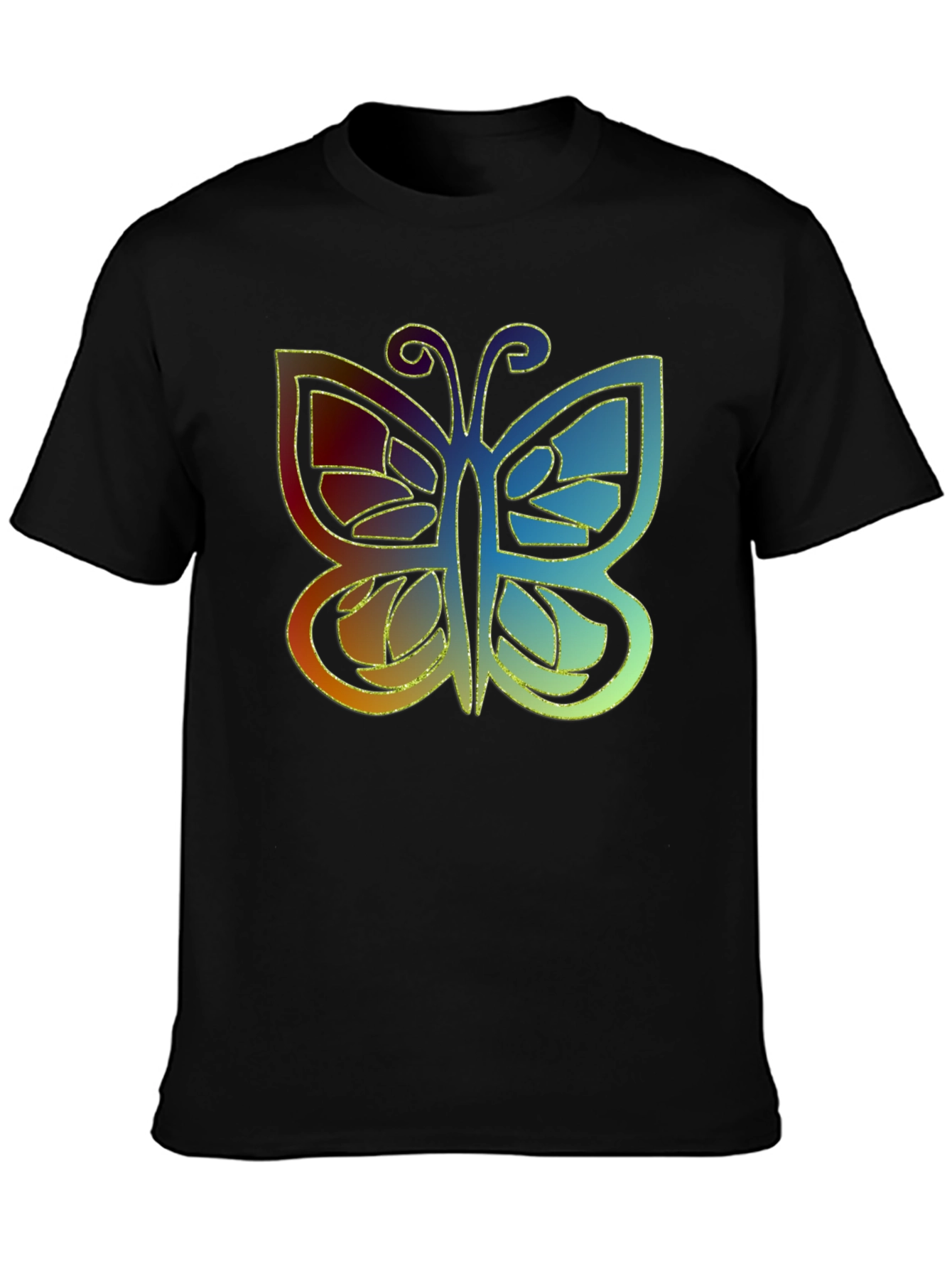 Butterfly Graphic Print Mens Black T-Shirt
