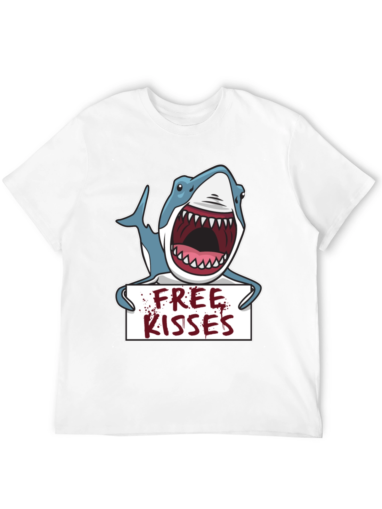 Free Kisses Shark Graphic Tee - Mens Black T-Shirt
