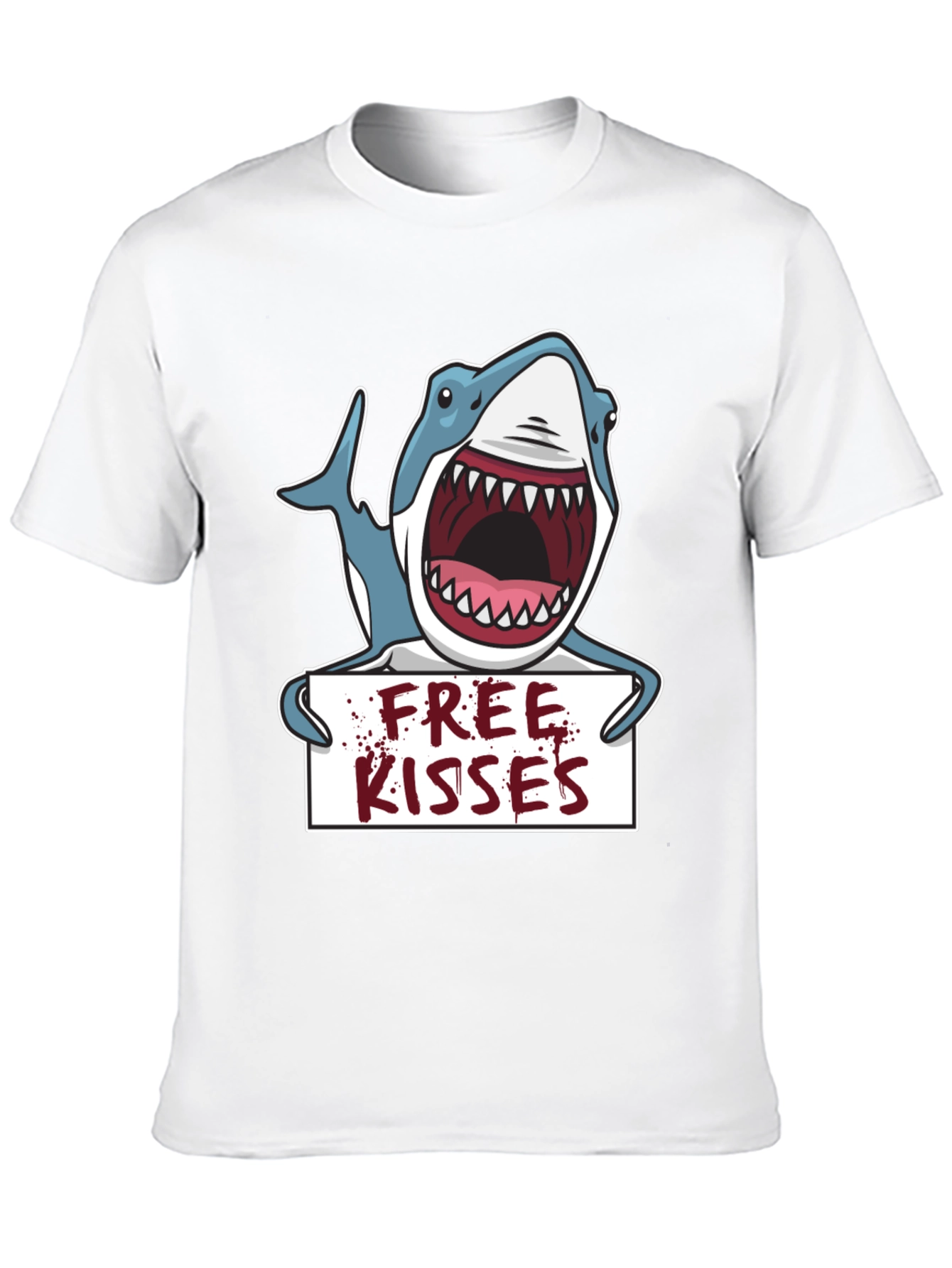 Free Kisses Shark Graphic Tee - Mens Black T-Shirt