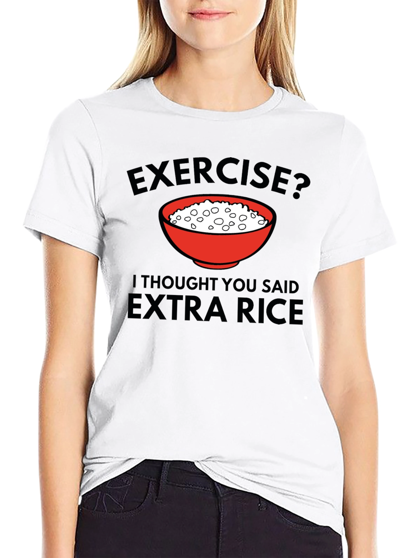 Exercise? Extra Rice T-Shirt - Funny Foodie Tee