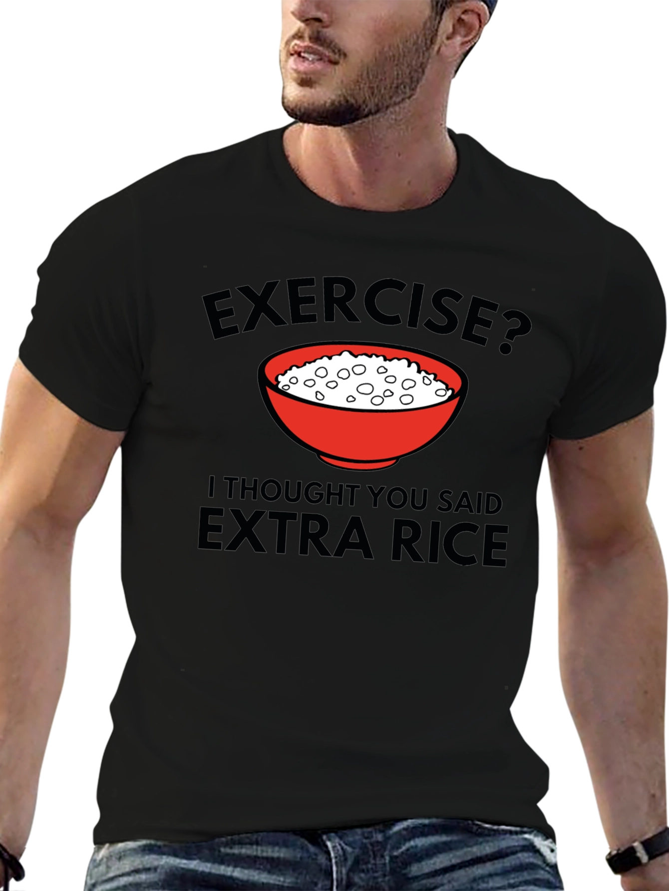 Exercise? Extra Rice T-Shirt - Funny Foodie Tee