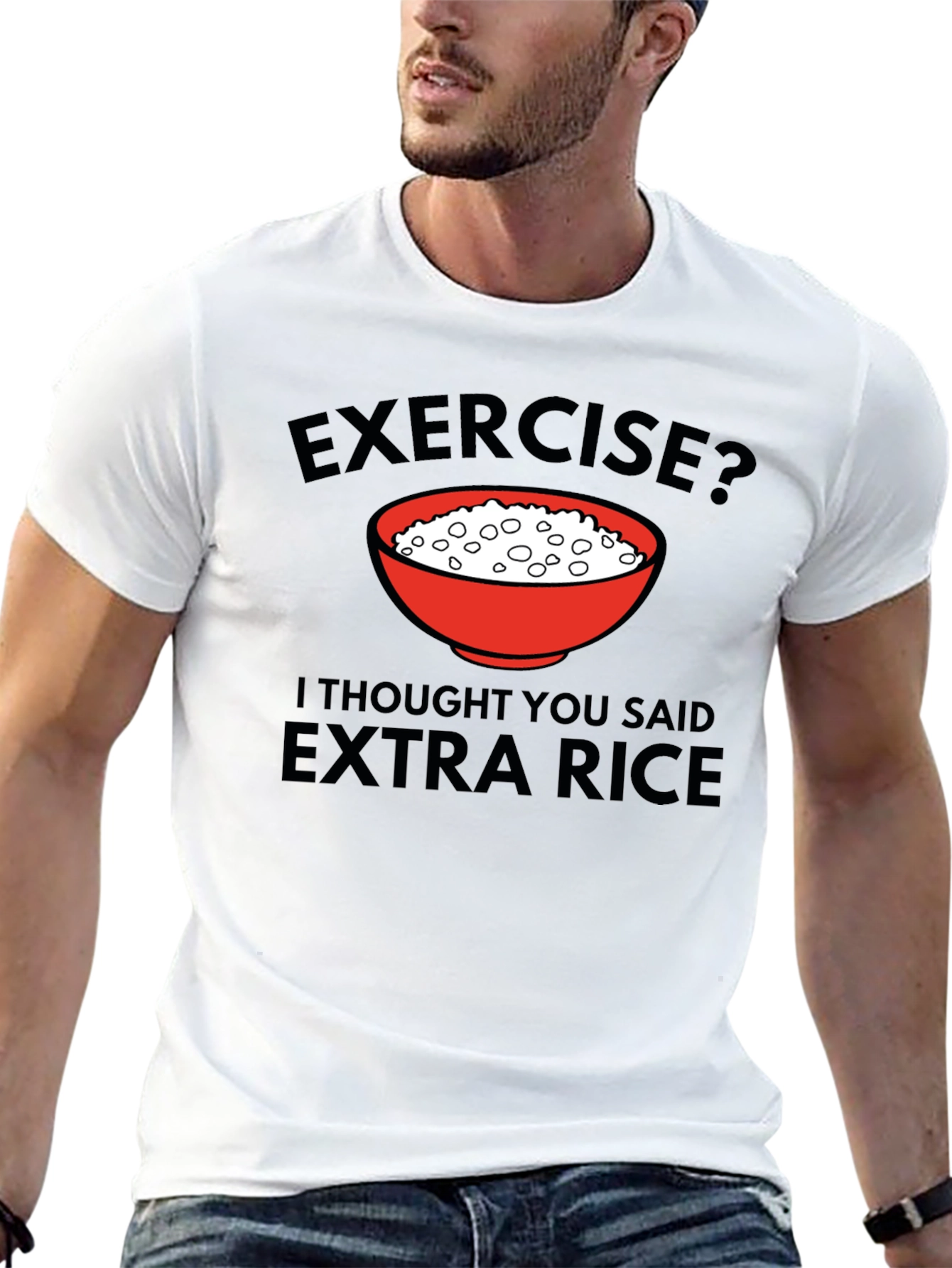 Exercise? Extra Rice T-Shirt - Funny Foodie Tee