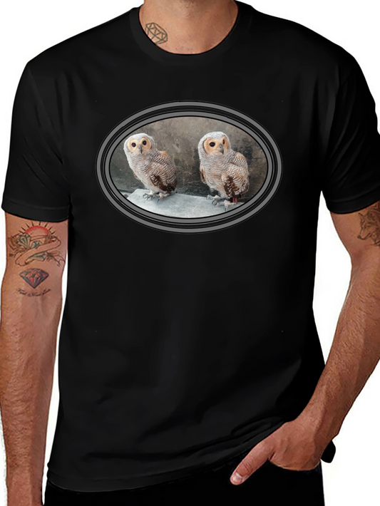 Owl Design Black T-Shirt - Mens Graphic Tee