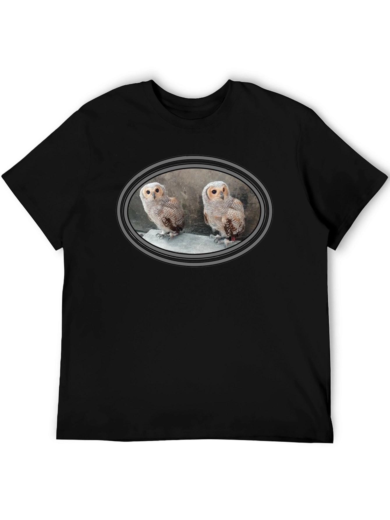 Owl Design Black T-Shirt - Mens Graphic Tee