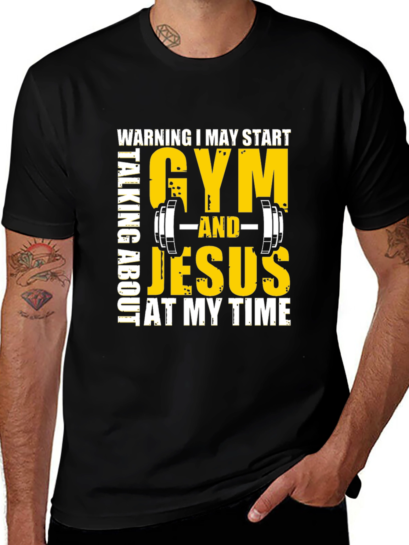 Gym & Jesus T-Shirt - Black Graphic Tee