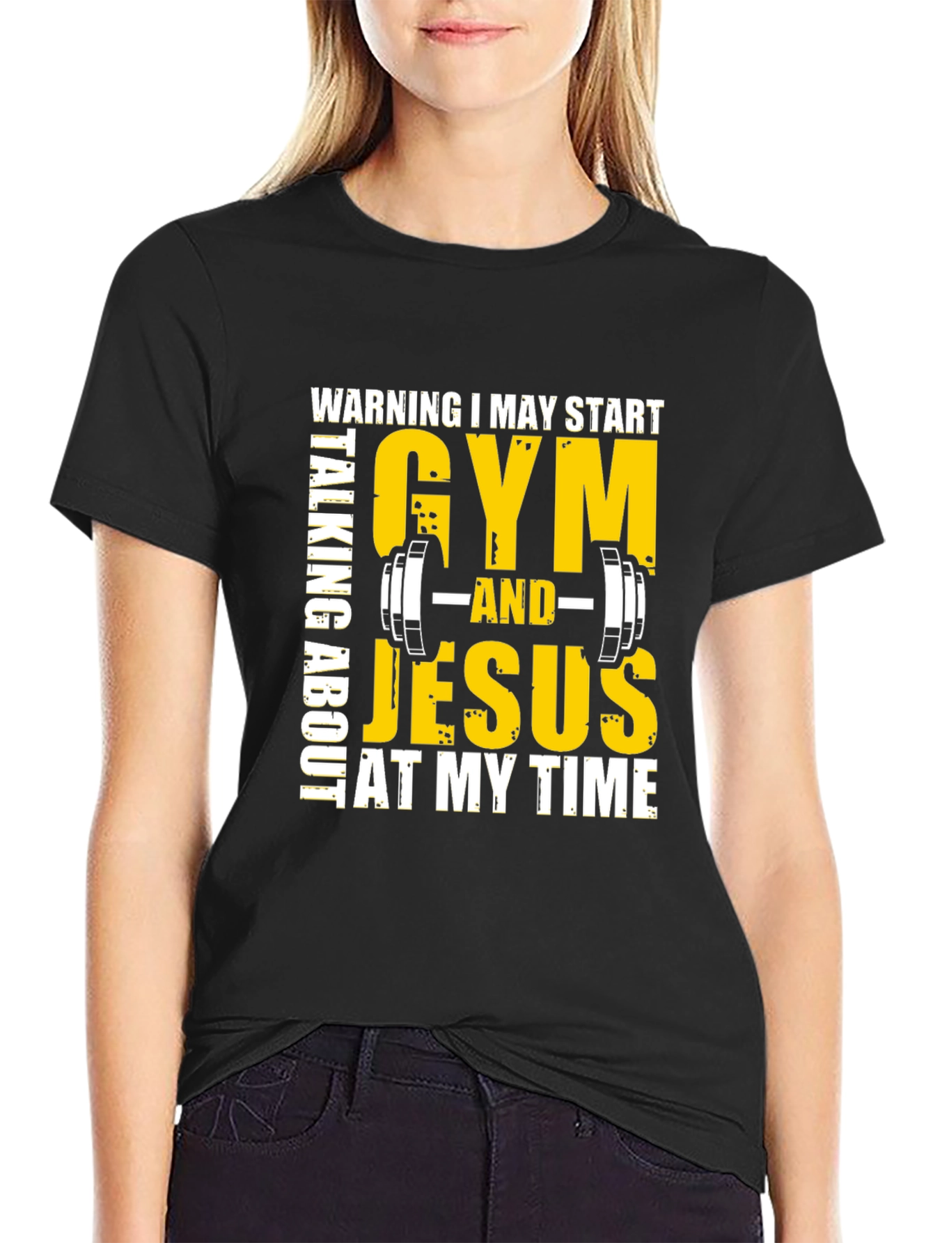 Gym & Jesus T-Shirt - Black Graphic Tee