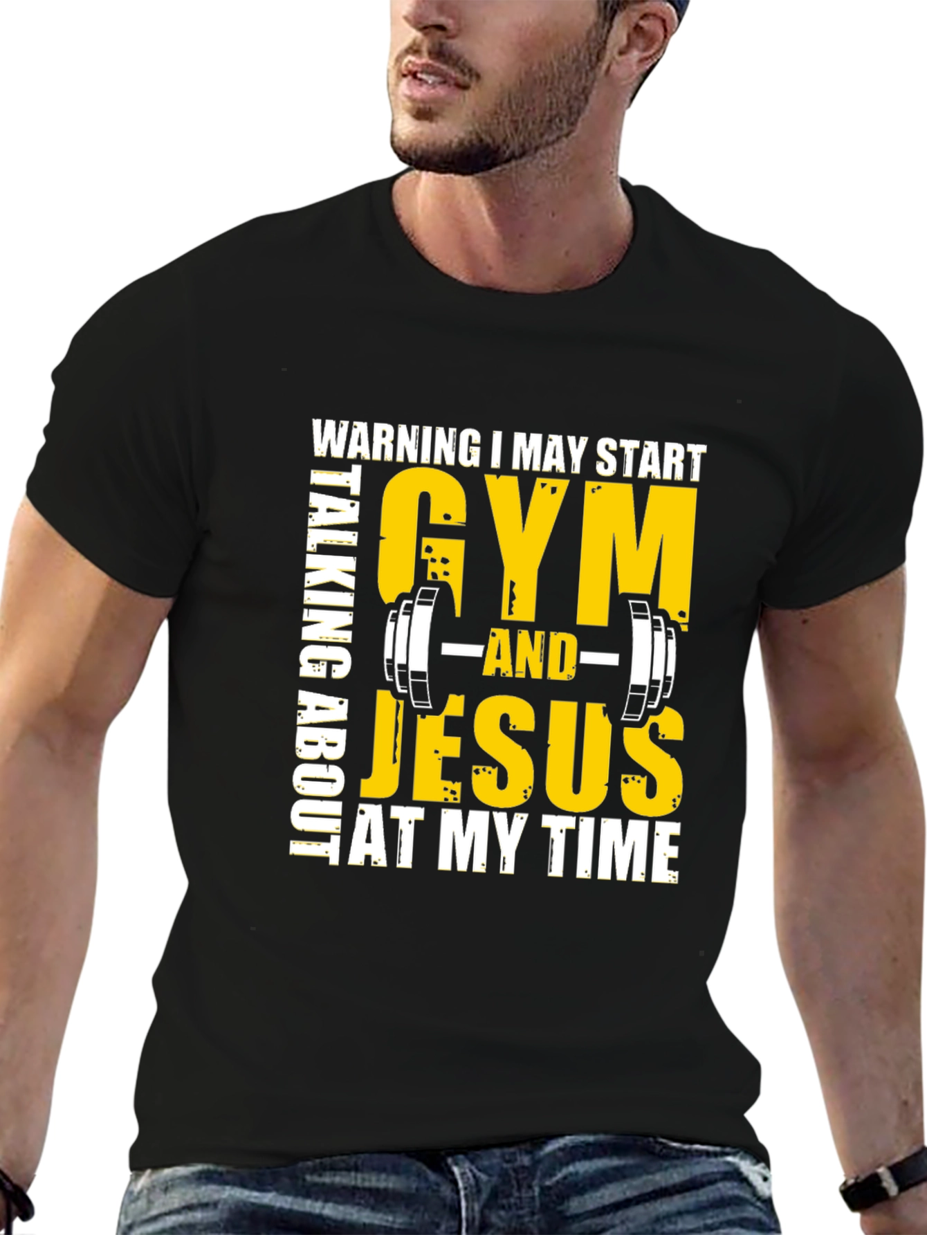 Gym & Jesus T-Shirt - Black Graphic Tee