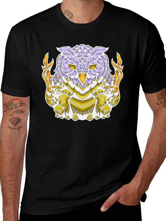 Mystic Owl Graphic Tee - Black Cotton Blend