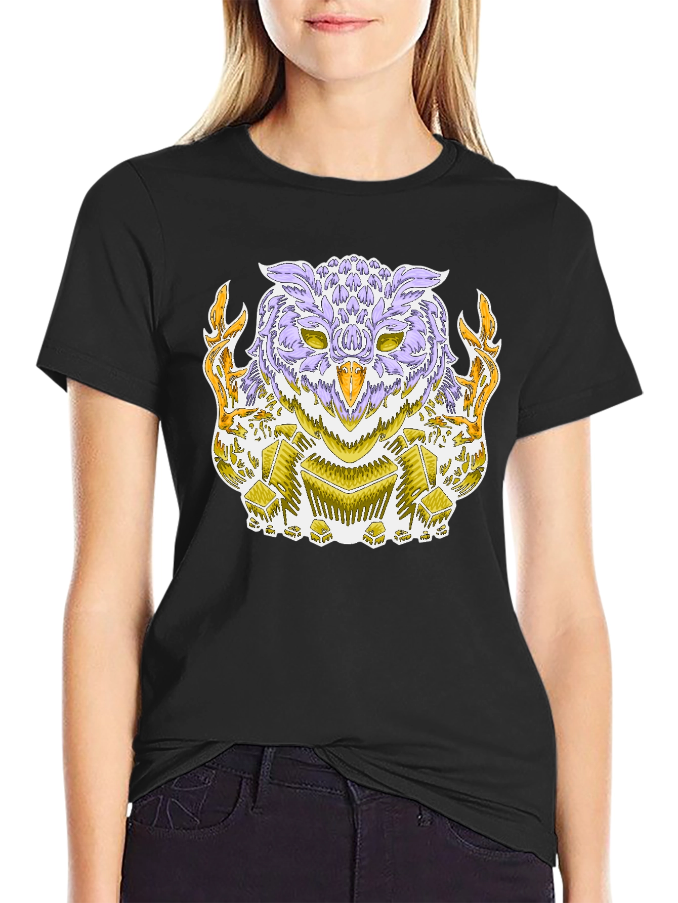 Mystic Owl Graphic Tee - Black Cotton Blend