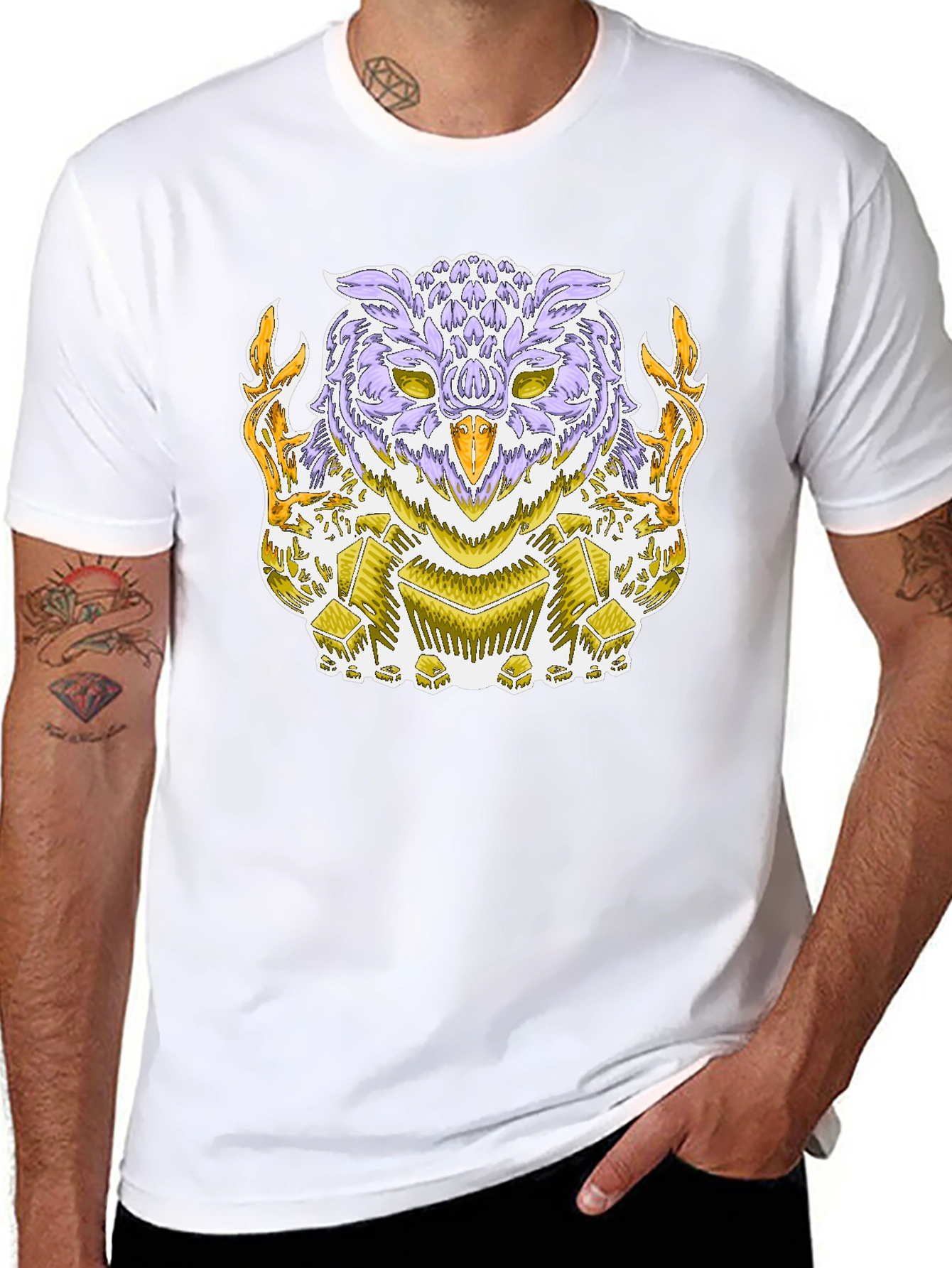 Mystic Owl Graphic Tee - Black Cotton Blend