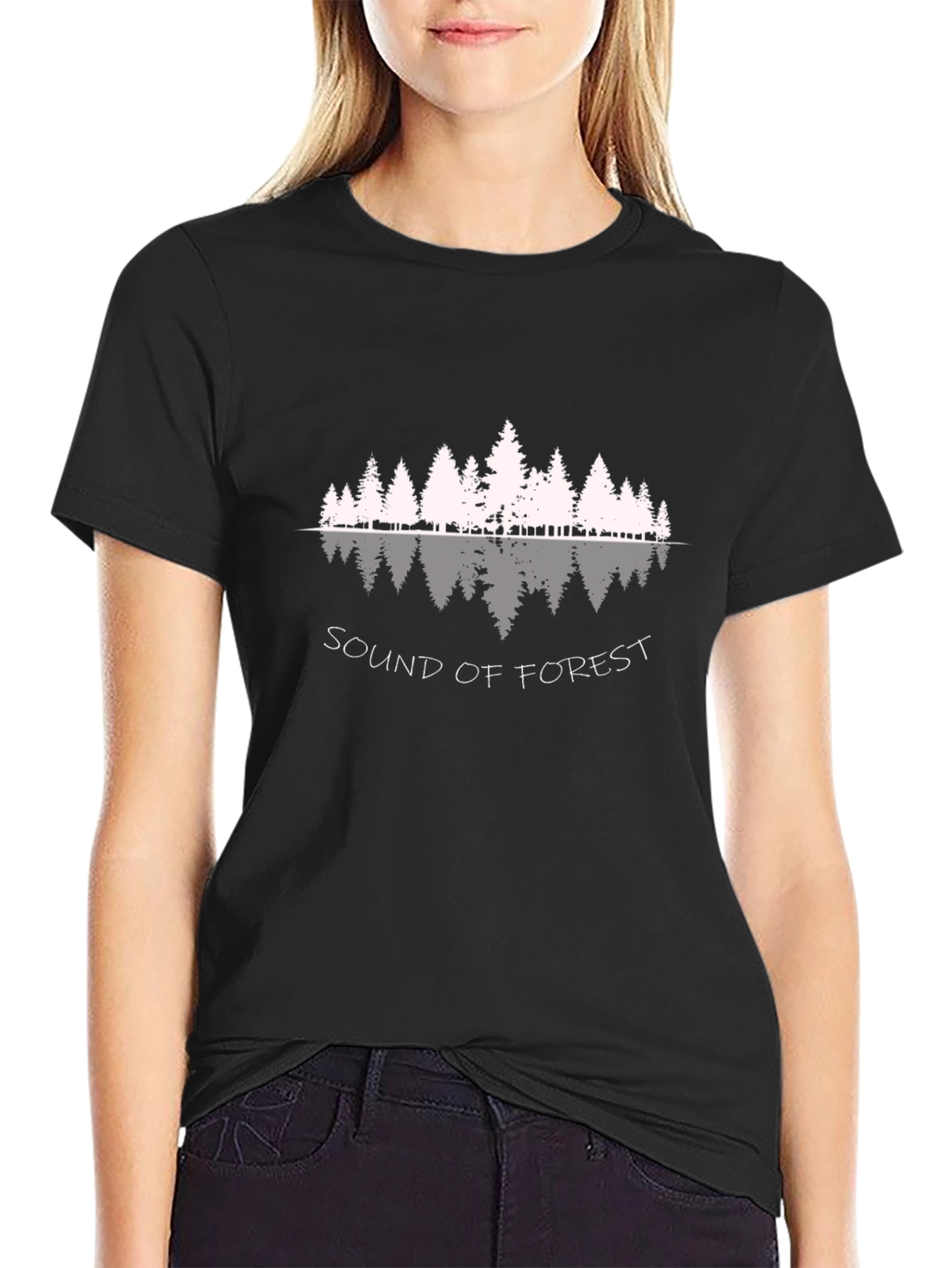 Sound of Forest Black Graphic T-Shirt