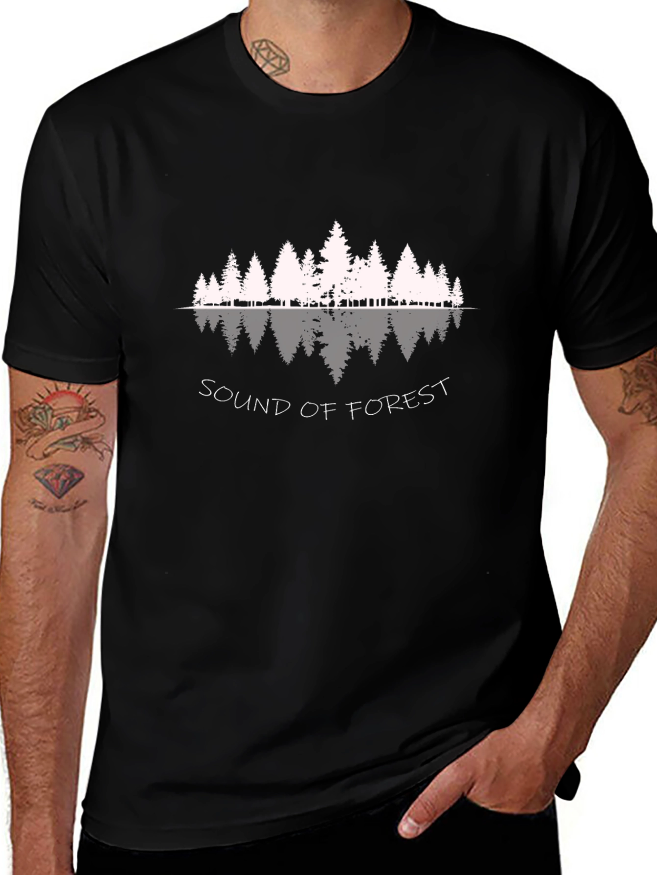 Sound of Forest Black Graphic T-Shirt