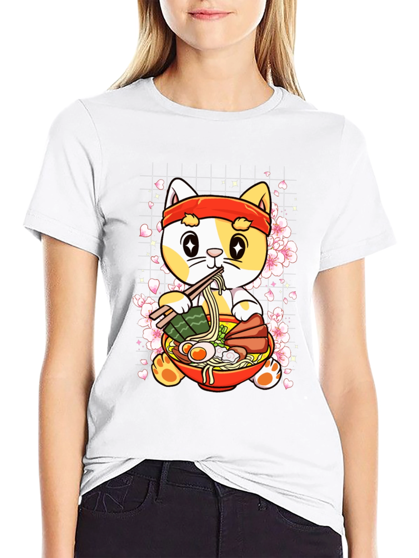 Cute Ramen Cat T-Shirt - Anime Style