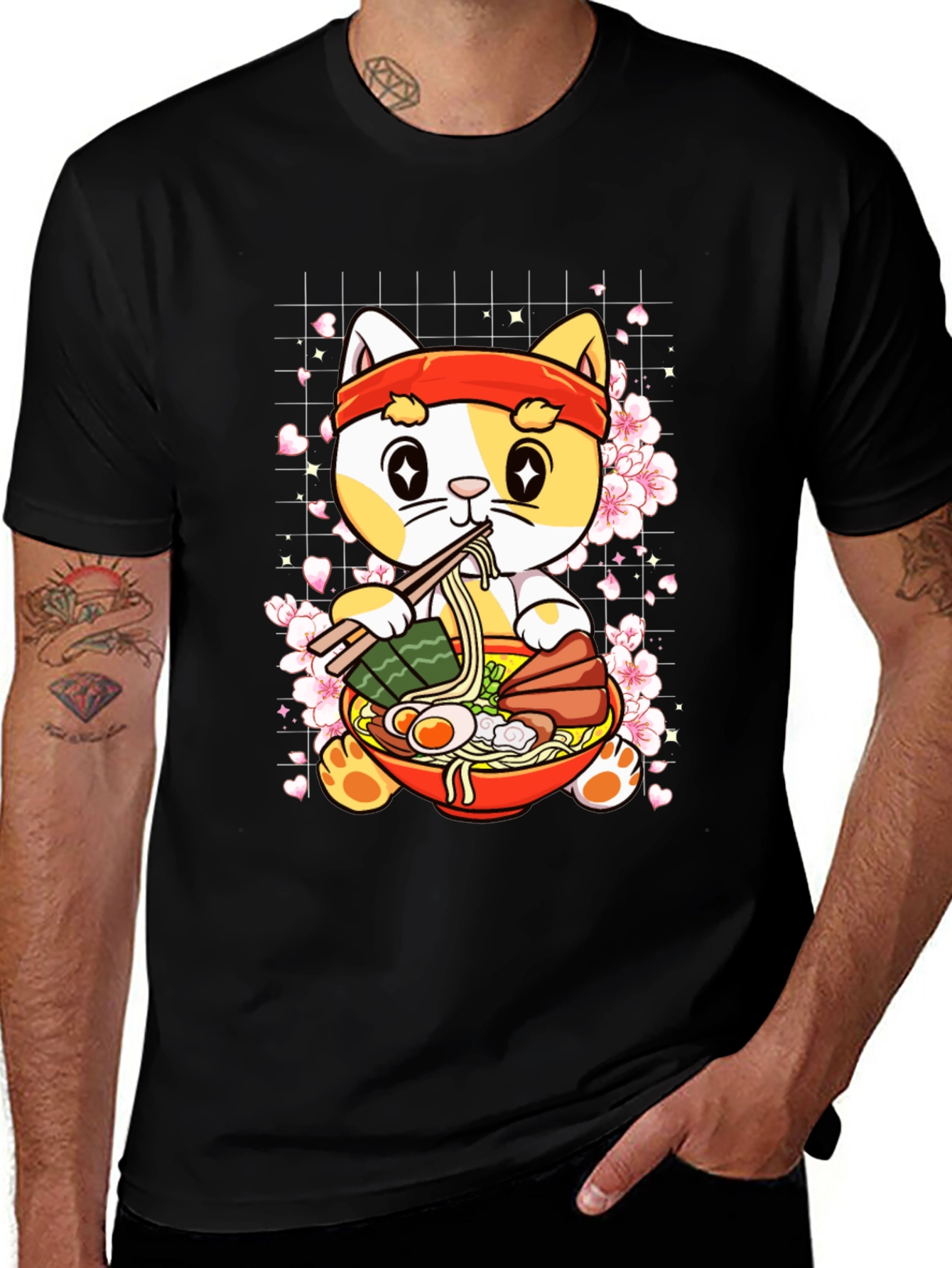 Cute Ramen Cat T-Shirt - Anime Style