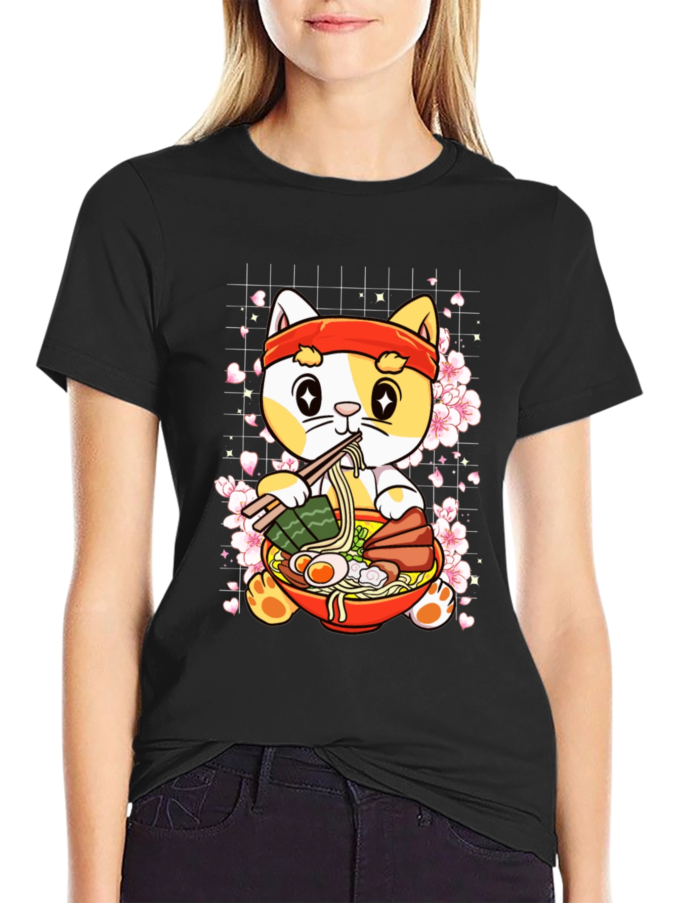 Cute Ramen Cat T-Shirt - Anime Style