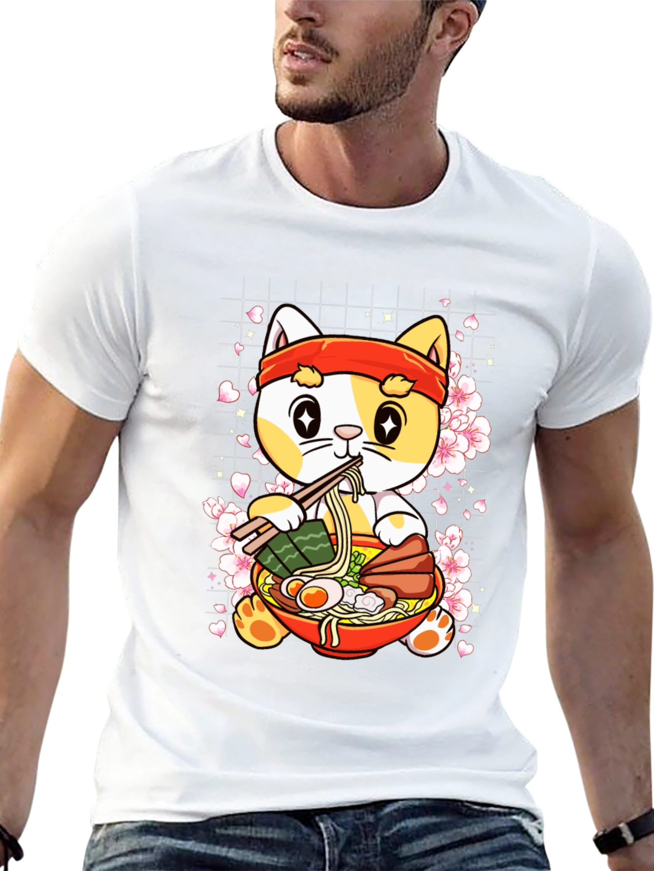Cute Ramen Cat T-Shirt - Anime Style